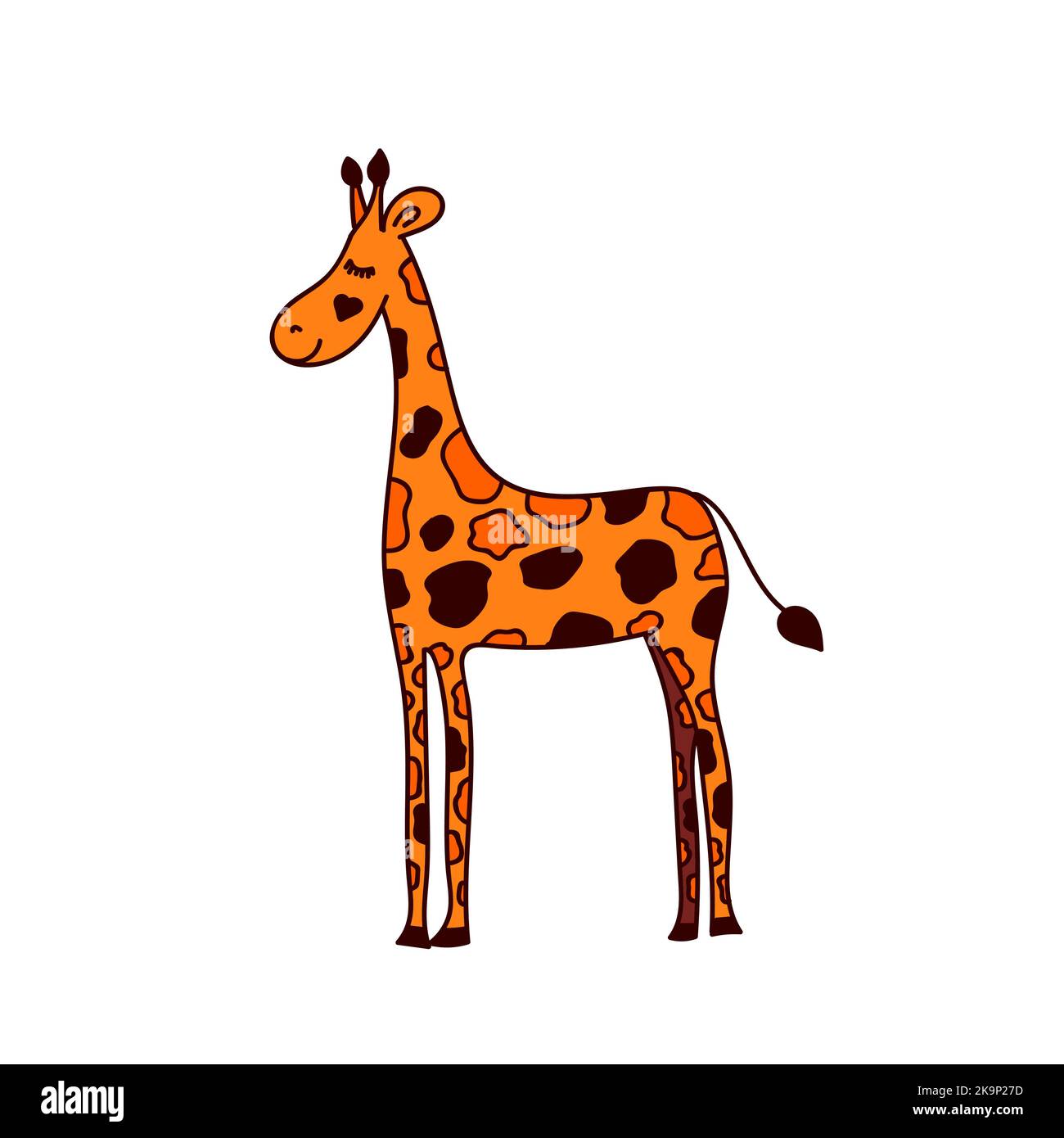 Illustration vectorielle d'une girafe de style dessin animé drôle Illustration de Vecteur