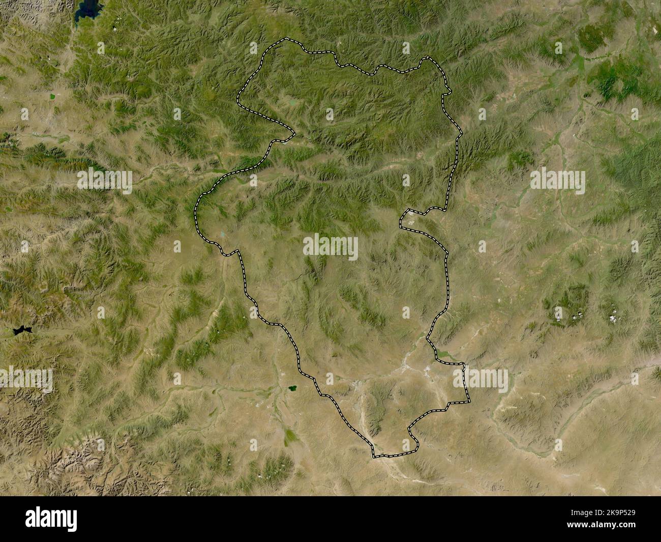Bulgan, province de Mongolie. Carte satellite basse résolution Banque D'Images