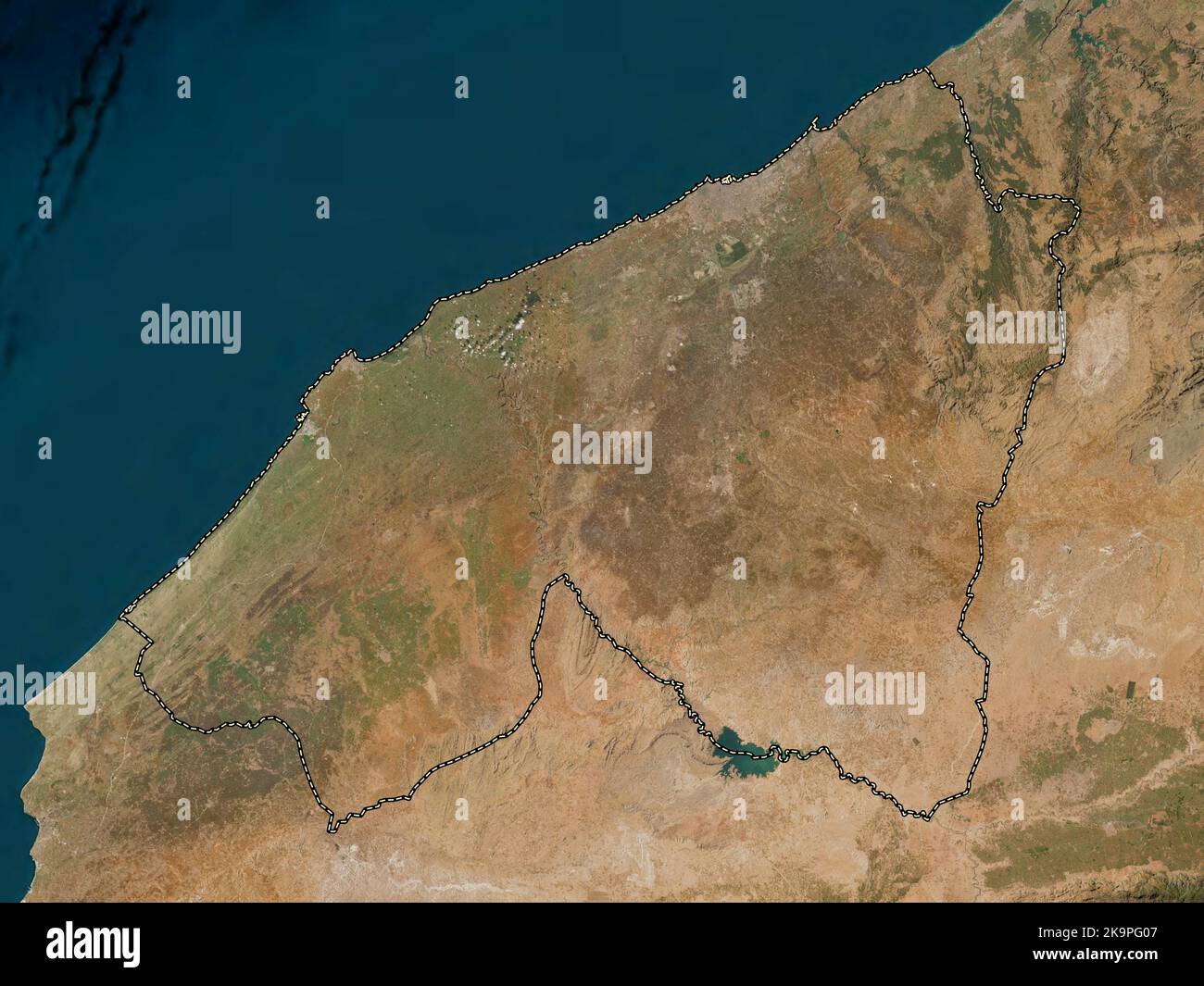 Casablanca-Settat, région du Maroc. Carte satellite basse résolution Banque D'Images