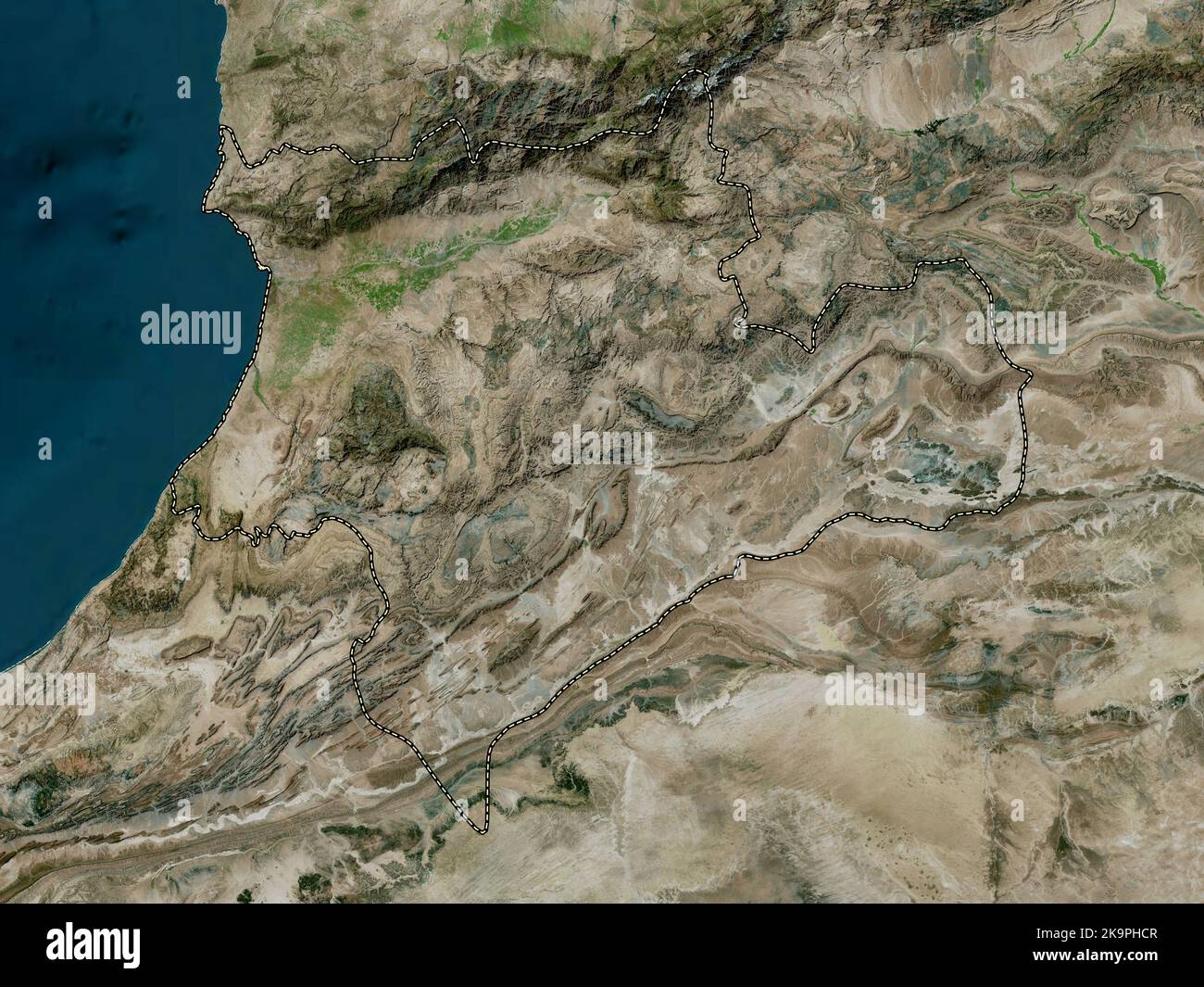 Souss-Massa, région du Maroc. Carte satellite haute résolution Banque D'Images