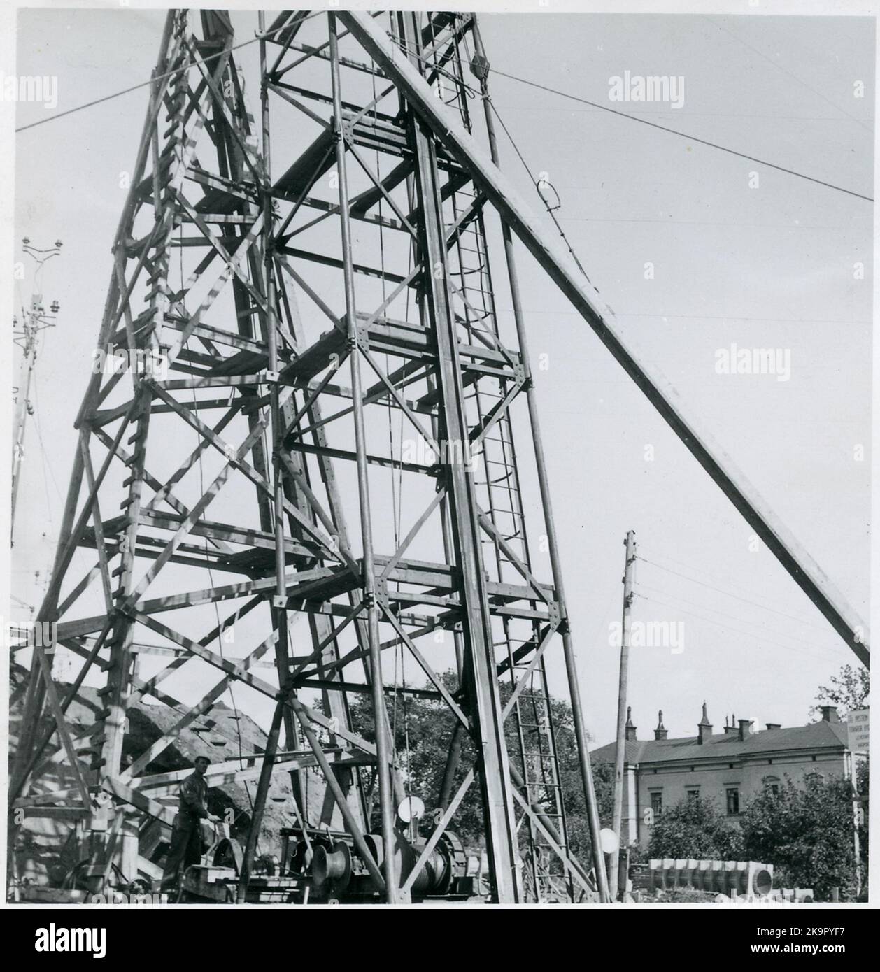 La pile sur le bâtiment du port de la route à Skövde est plus élevé. Banque D'Images