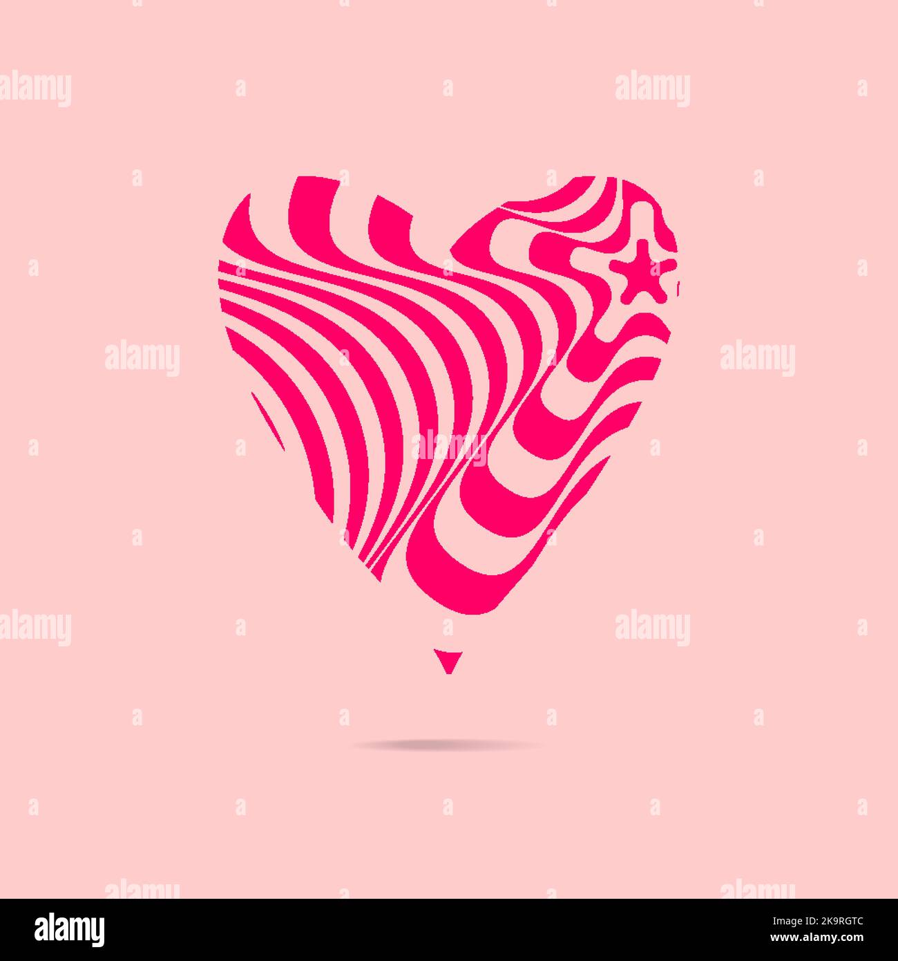 Symbole coeur rayé illusion optique. Élément de design moderne de la Saint-Valentin. Illustration de Vecteur