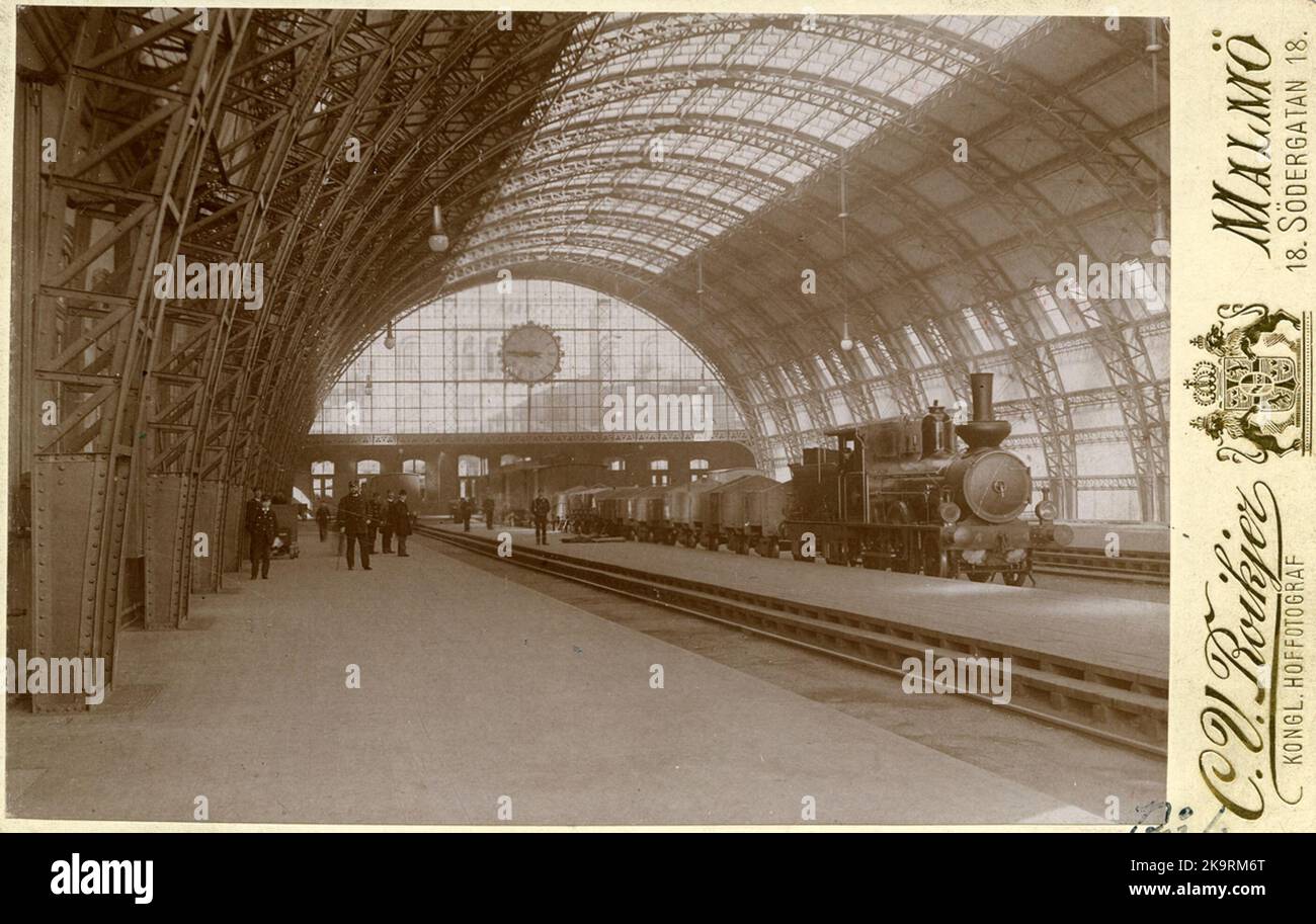Locomotive à vapeur avec numéro d'inventaire 4 entreprise inconnue, Banhallen à Malmö Central. Banque D'Images