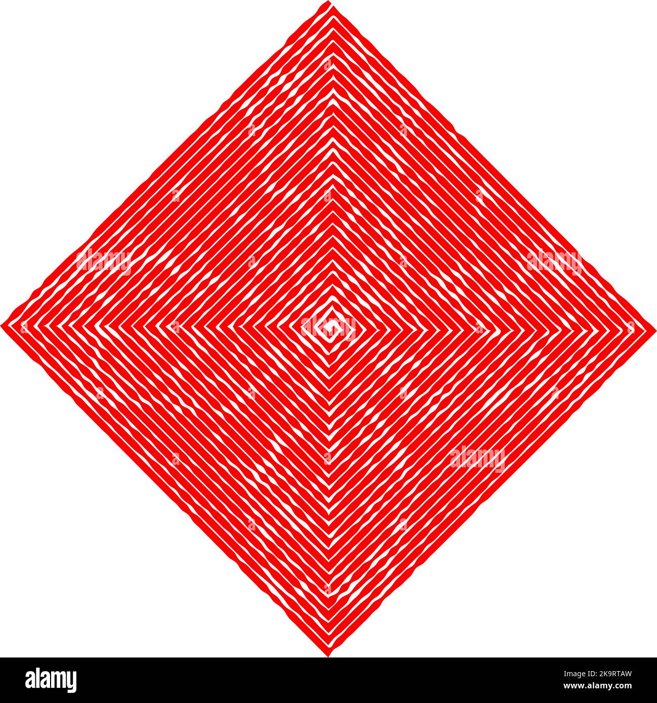 Losange stylisé rouge vif de lignes géométriques. Illustration de Vecteur