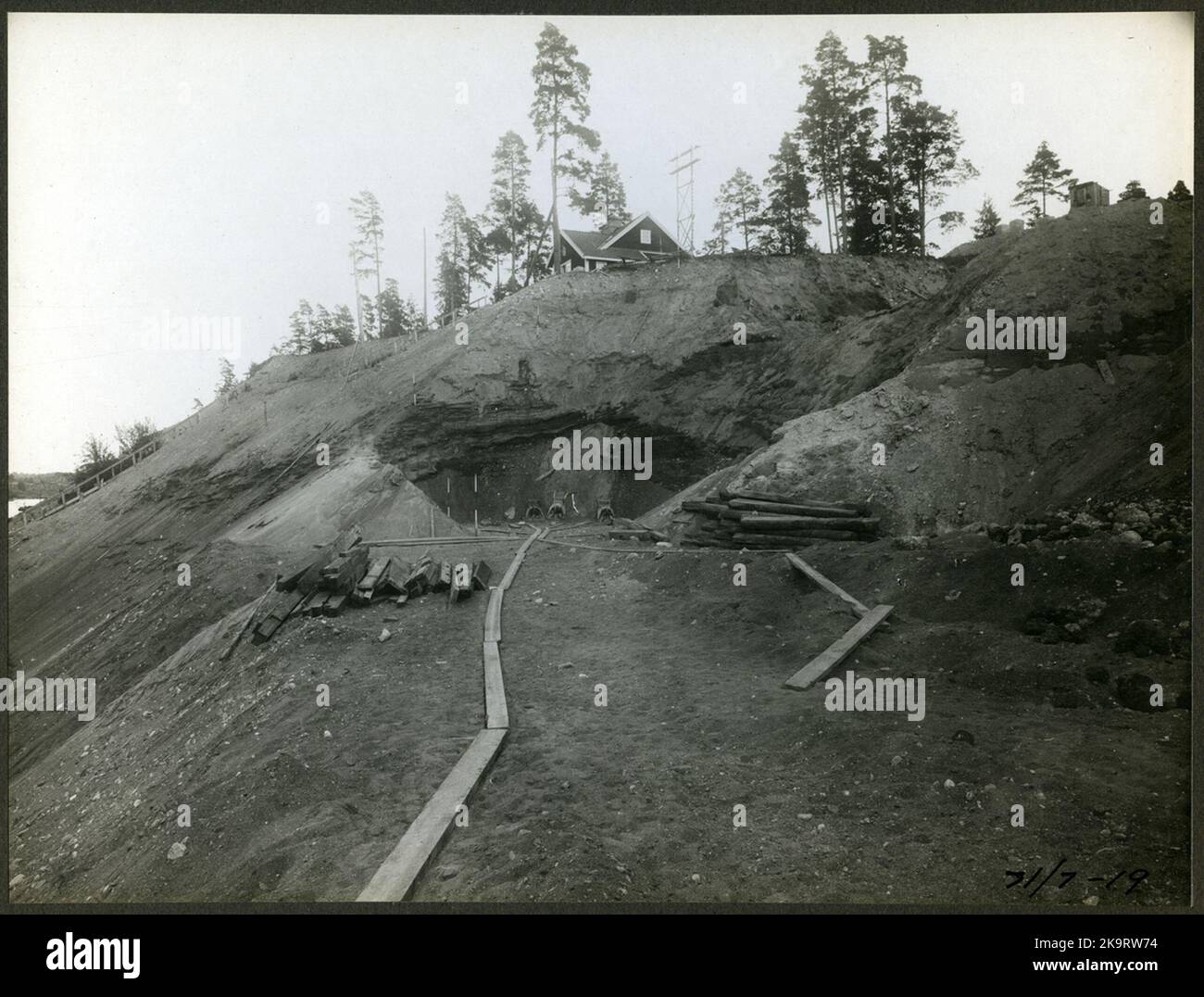 Vue sur la construction du pont pour la double voie sur le canal entre Rönninge - Power. Banque D'Images