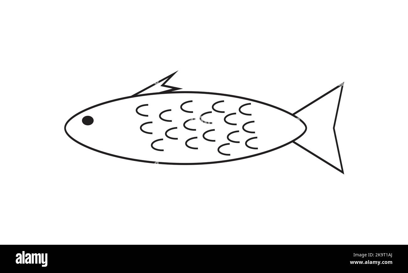 Illustration de l'icône de poisson de contour sur fond blanc. Illustration de Vecteur