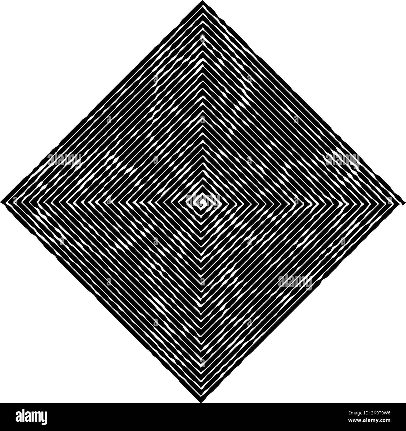 Losange vectoriel stylisé de lignes demi-teintes noires. Illustration de Vecteur