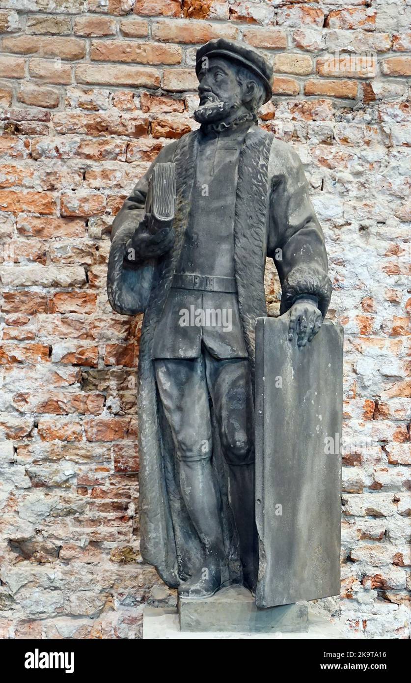 Hadrianus Junius (né Adriaen de Jonghe, 1511-1575) Humaniste, philologue, Docteur et poète de Haarlem (pays-Bas) fabriqué par le sculpteur Alexander Franciscus Schobbens (1768) Banque D'Images