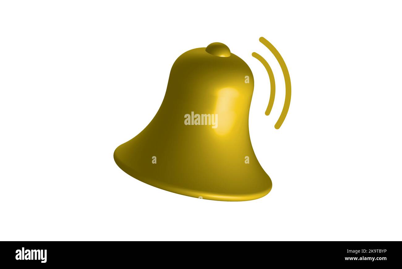 3d ensemble d'icônes de sonnerie de notification isolées sur fond blanc. 3d affiche une sonnerie jaune avec une nouvelle notification pour le rappel sur les réseaux sociaux. Illustration de Vecteur