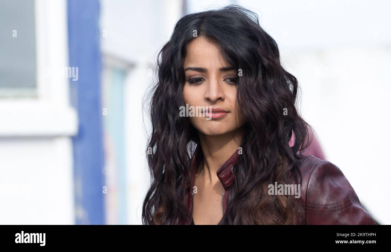 L'équipe de cinéma Bollywood près de la jetée d'Eastbourne sur cette célèbre ville de Sussex. Banque D'Images