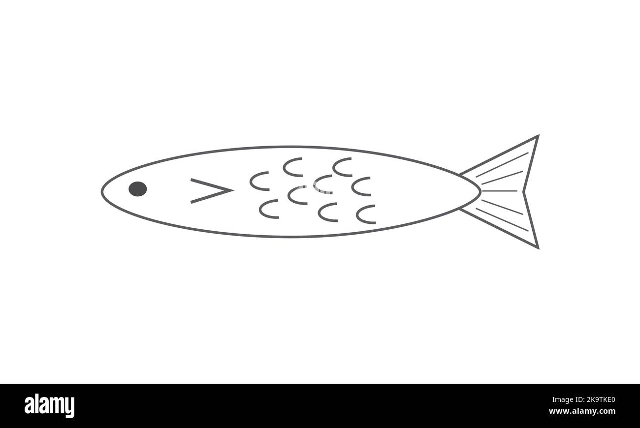 Illustration de l'icône de poisson de contour sur fond blanc. Illustration de Vecteur