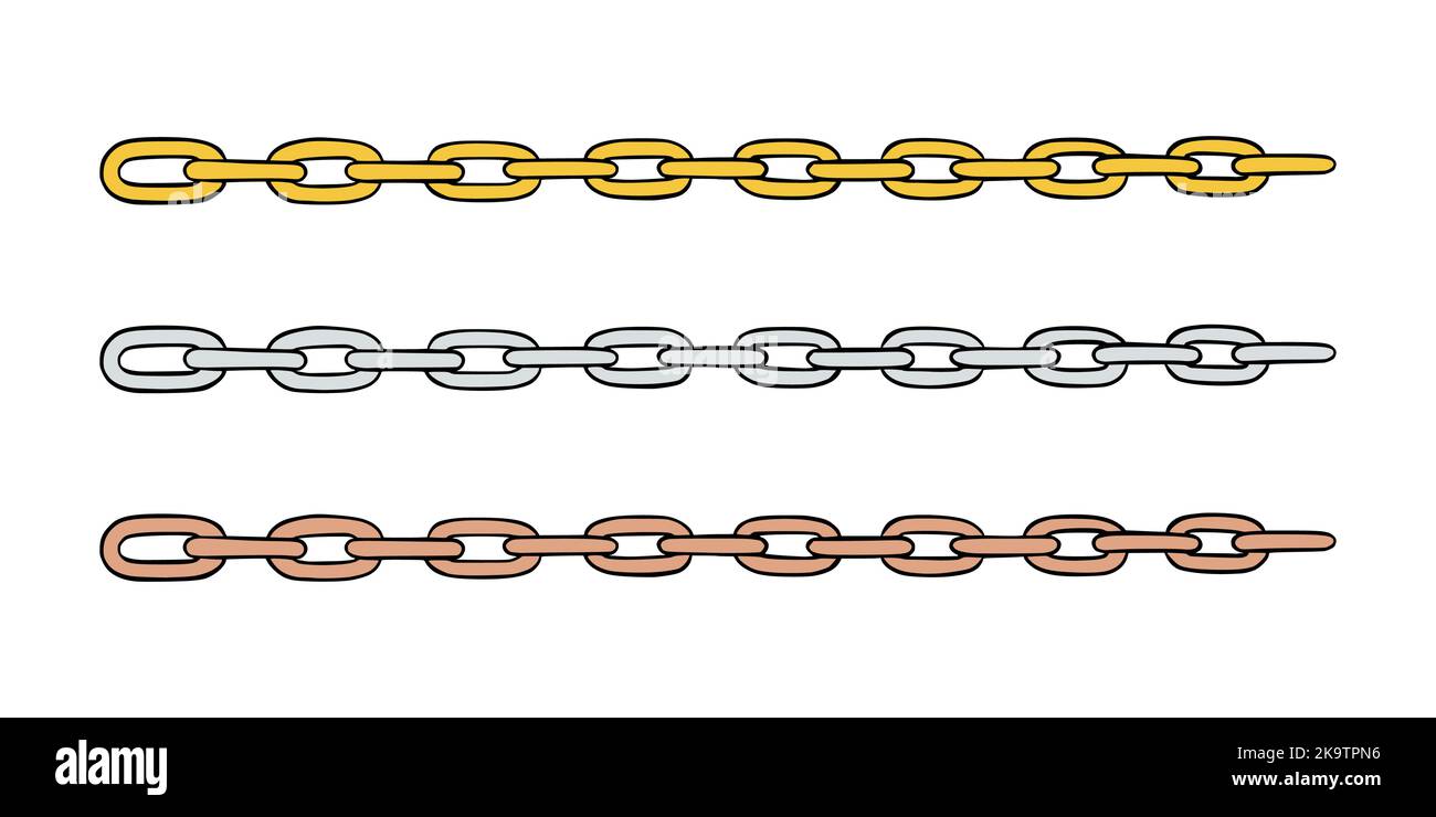 En tant que symbole d'unité et de coopération. Esquisse de chaînes métalliques. Illustration vectorielle isolée sur fond blanc Illustration de Vecteur