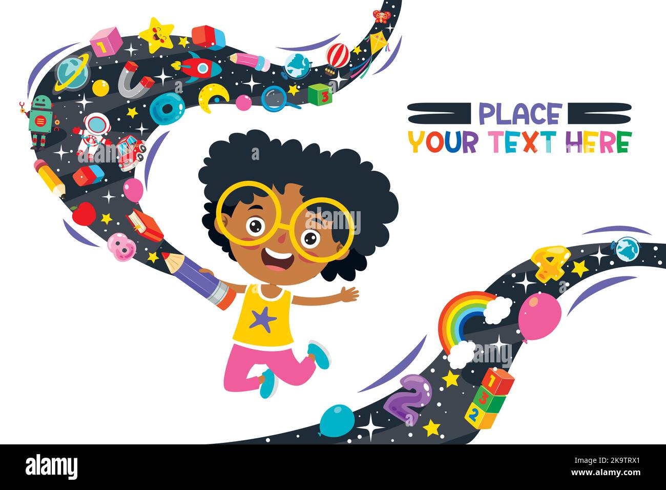 Concept d'éducation avec Cartoon Student Illustration de Vecteur