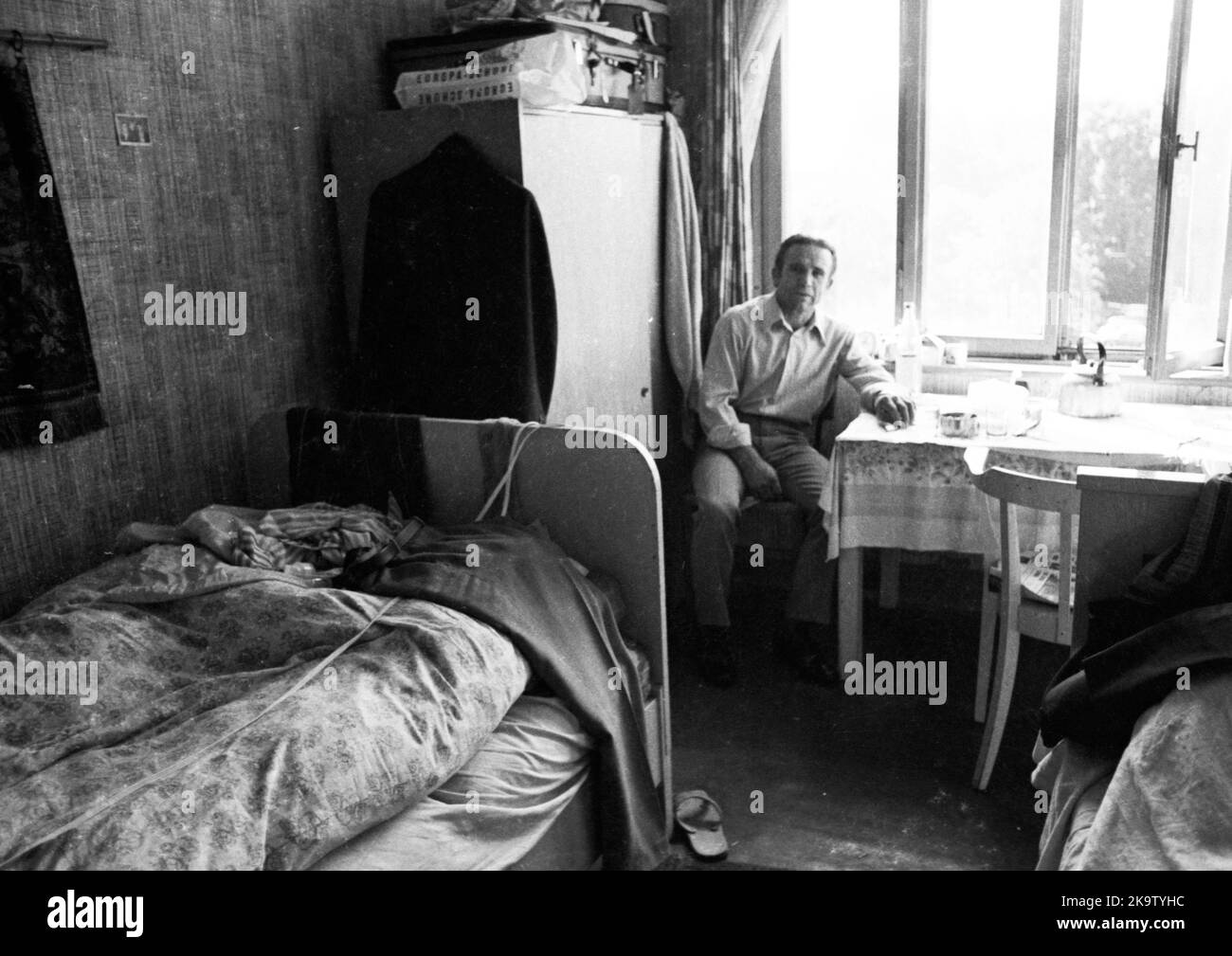 Un panneau dans le nord de Dortmund annonce "Dormitories for rent", qui est illustré dans cette photo prise le 13 août 1973. Les travailleurs invités sont les Banque D'Images