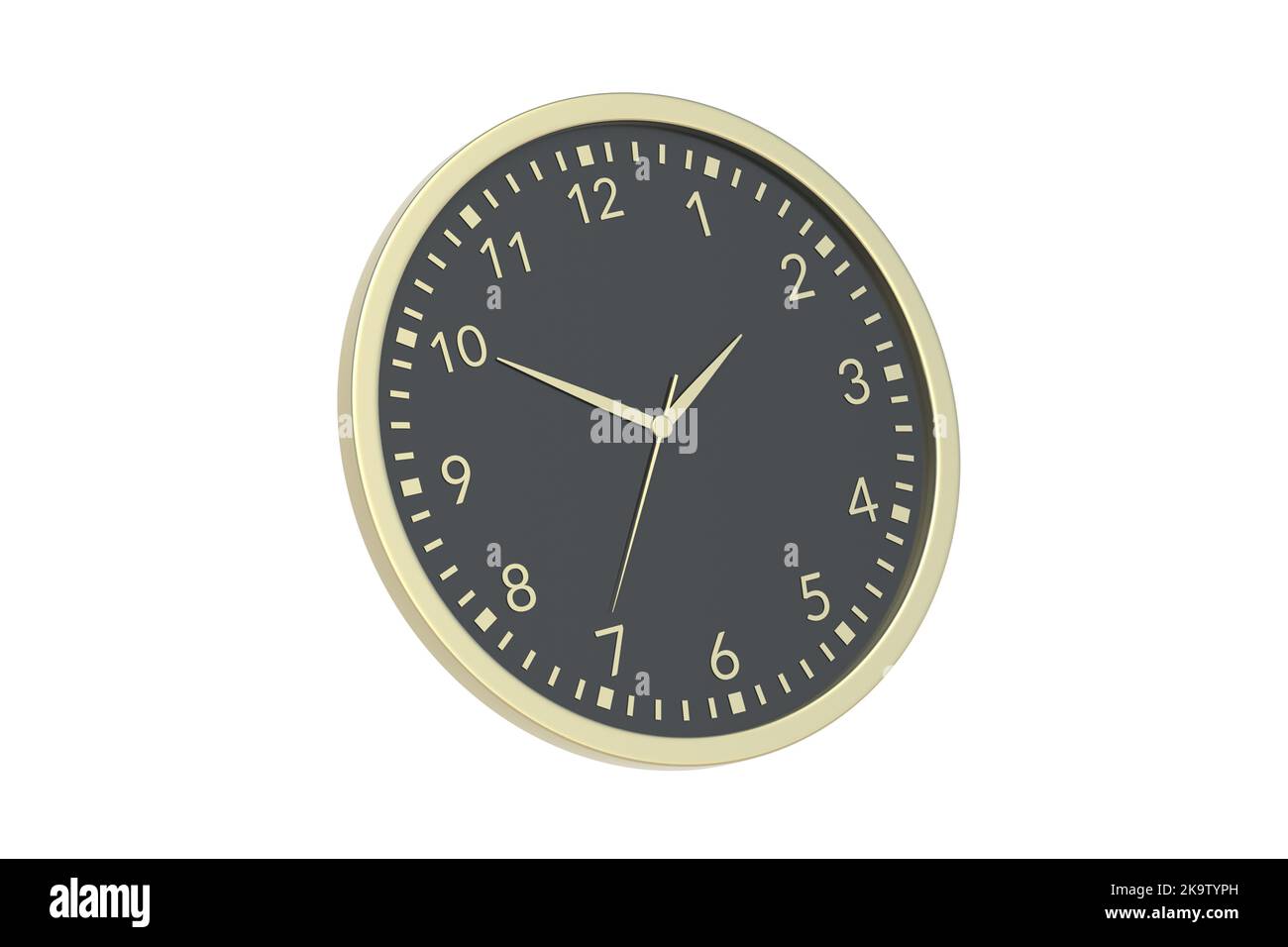 Horloge murale dorée de luxe isolée sur fond blanc. 3d rendu Banque D'Images