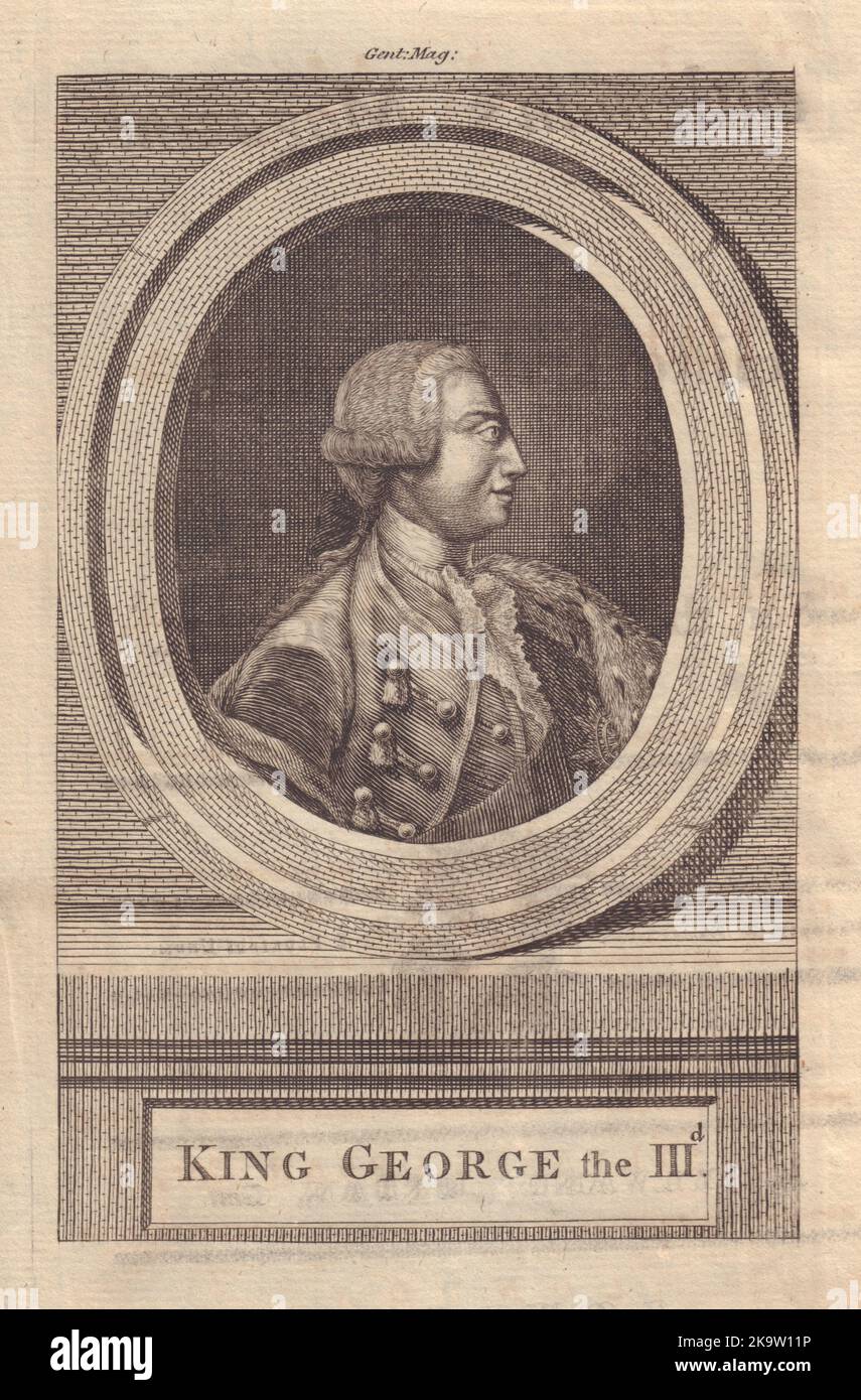 Portrait de sa Majesté le roi George le IIId d'Angleterre. Impression GENTS MAG 1760 Banque D'Images