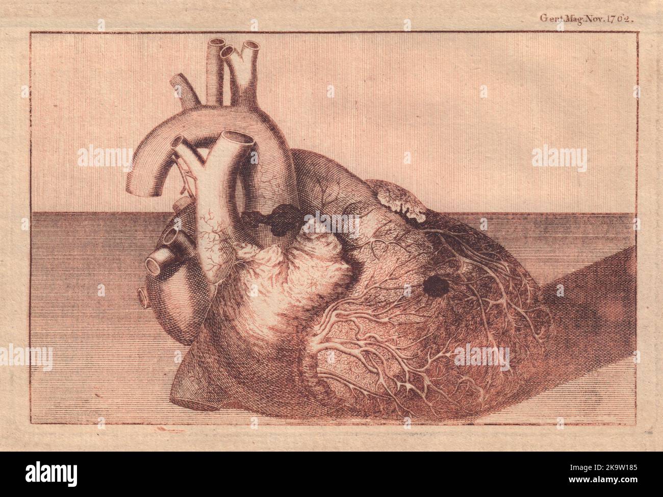 Une représentation du coeur de sa Majesté le Roi George II 1762 imprimé Banque D'Images