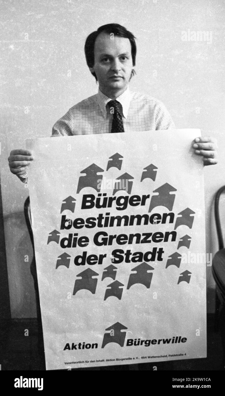 Une initiative citoyenne (Buergerwille) s'est opposée à l'incorporation à Schwerte, en Allemagne, le 5. 12. 1973 Banque D'Images