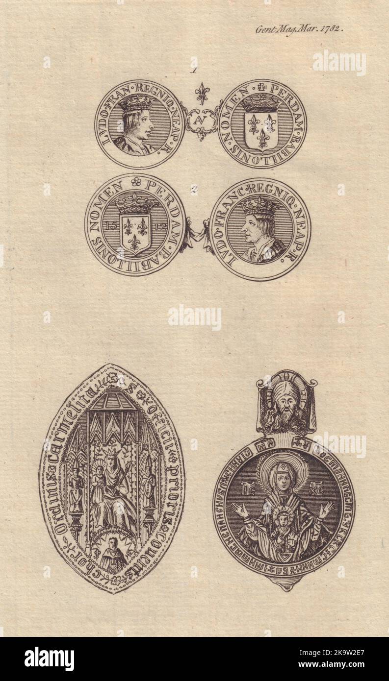 Lewis XII de France médailles d'or. Médailles Sclavoniennes grecques. Prieuré de Churchill 1782 Banque D'Images