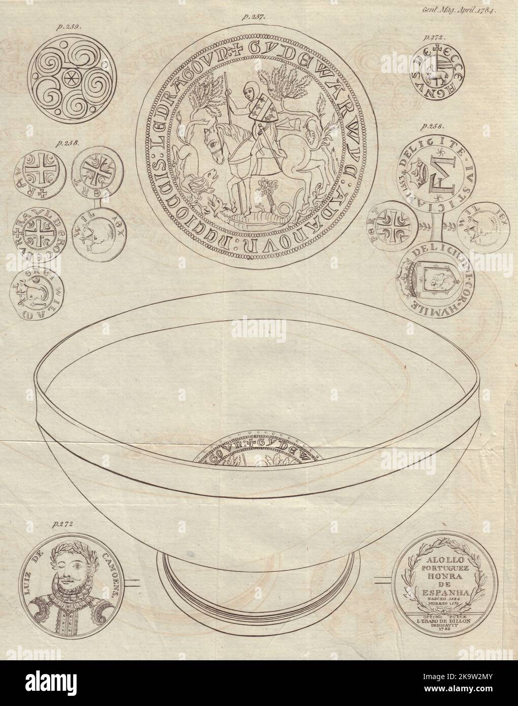 Bol en érable. Guy Earl de Warwick, qui a fait un dragon, Hôpital Harbledown 1784 Banque D'Images