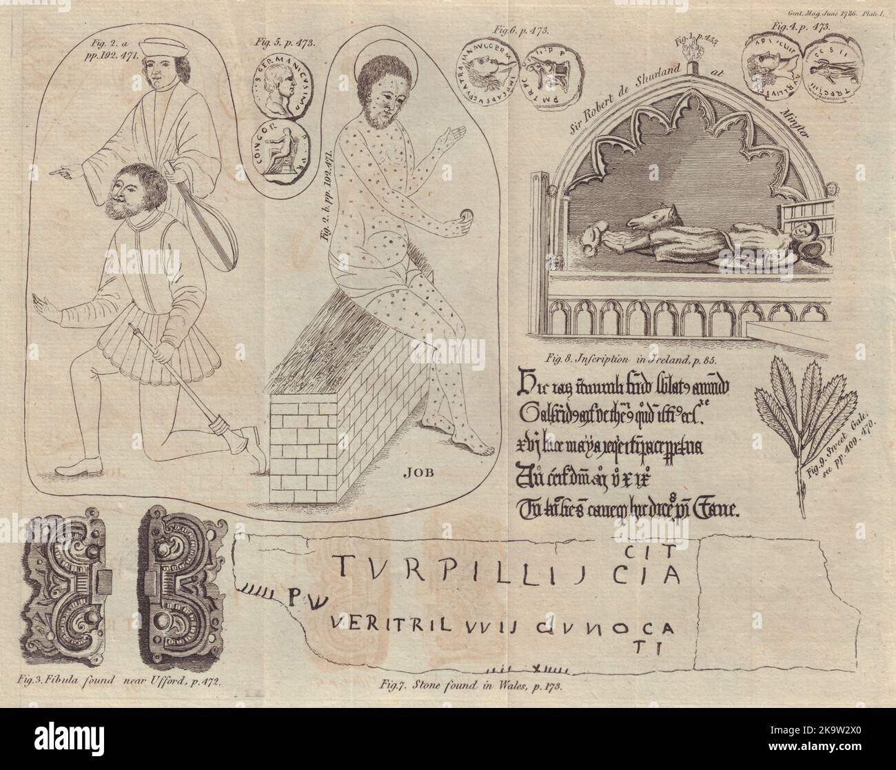 Sir Robert de Shurland. Historique du travail. Le clap Uffors Nerva Nero Crickhowell 1786 Banque D'Images