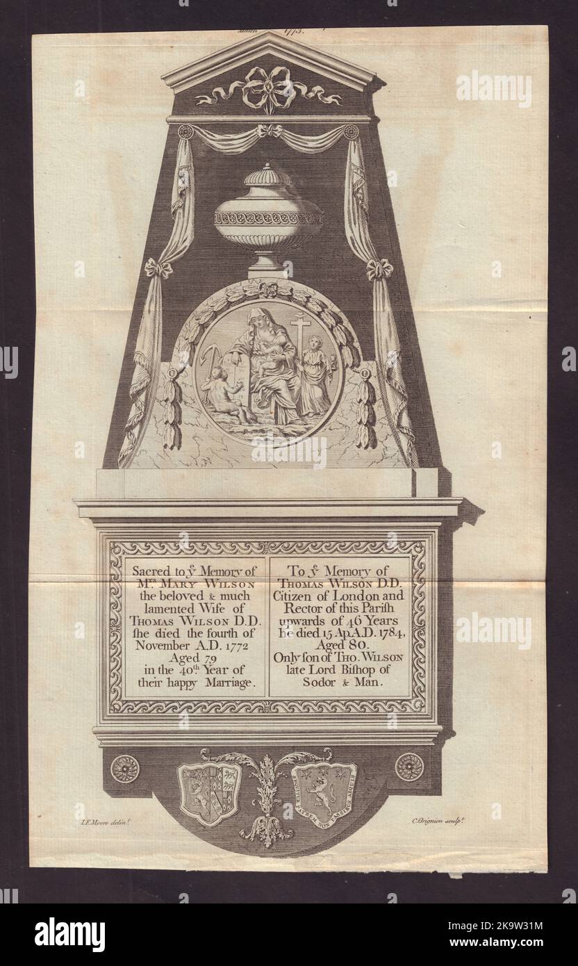 Monument à l'église Saint-Stephen, Walbrook, Londres pour Thomas Wilson 1788 Banque D'Images