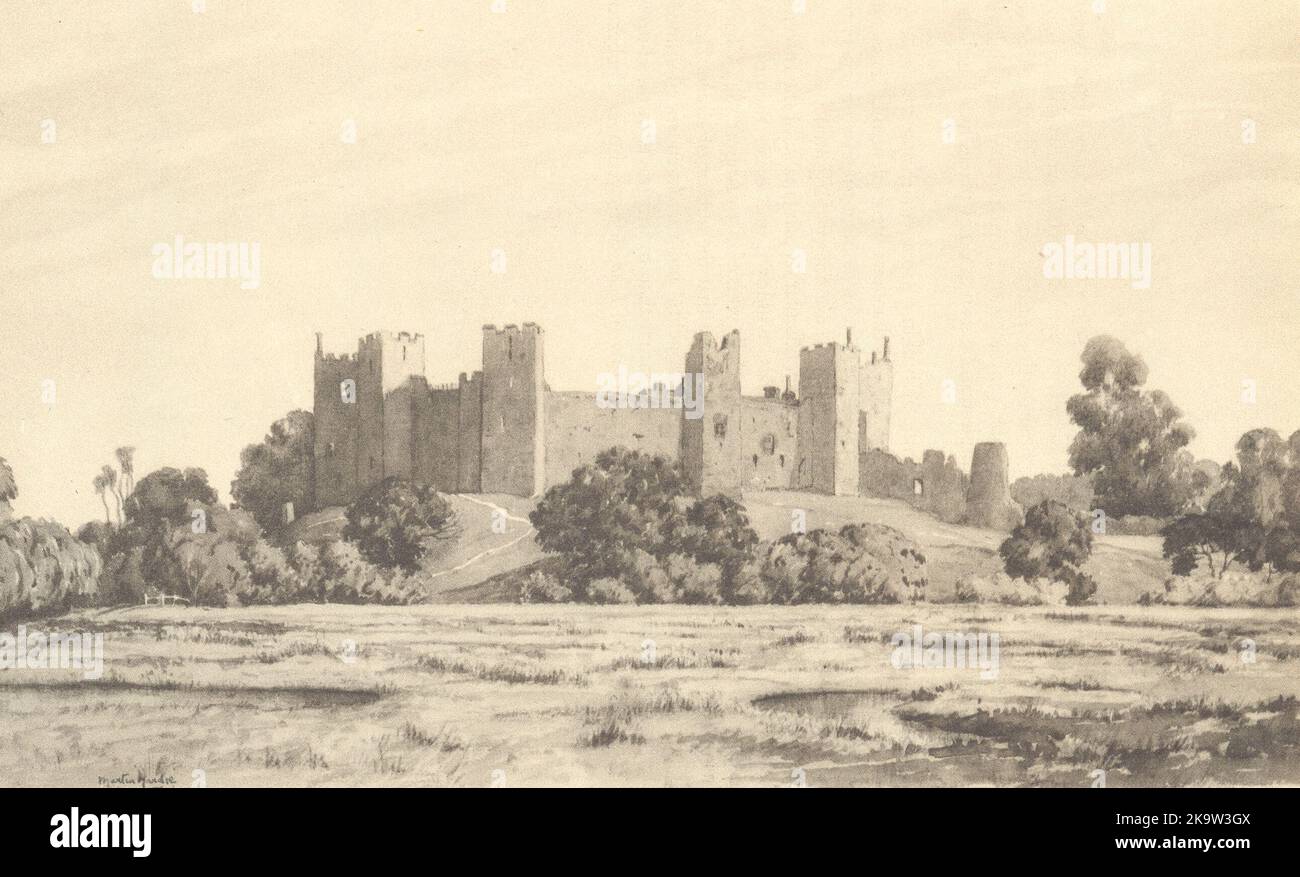 SUFFOLK. CastleFramingham depuis le nord. Par Martin Hardie 1947 vieux imprimé Banque D'Images