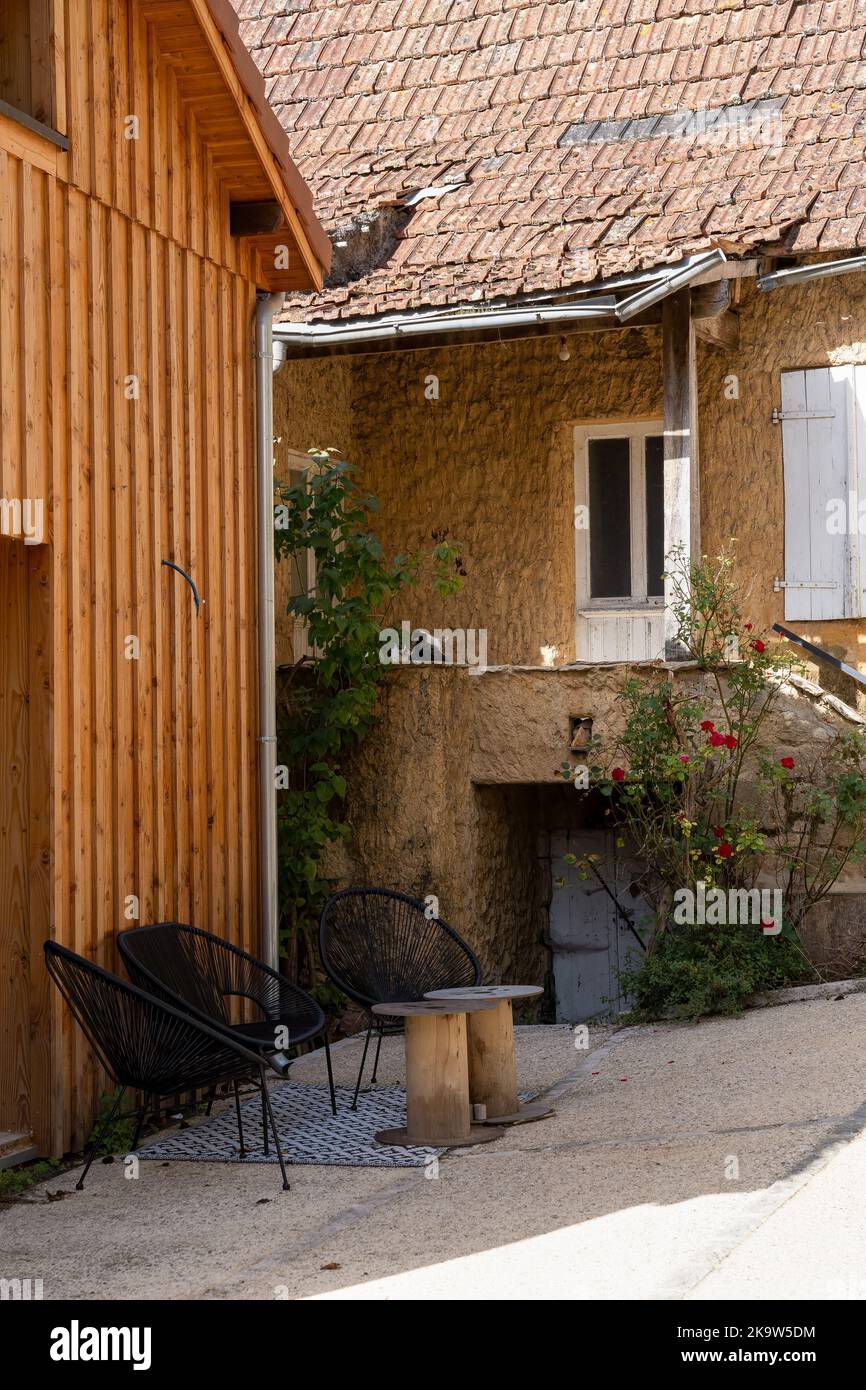 maison française traditionnelle en pierre Banque D'Images