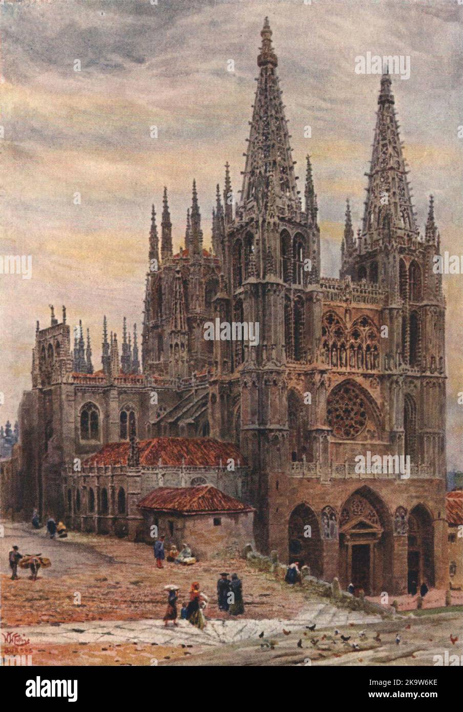 La cathédrale, Burgos, Espagne, par William Wiehe Collins 1909 vieux imprimé antique Banque D'Images