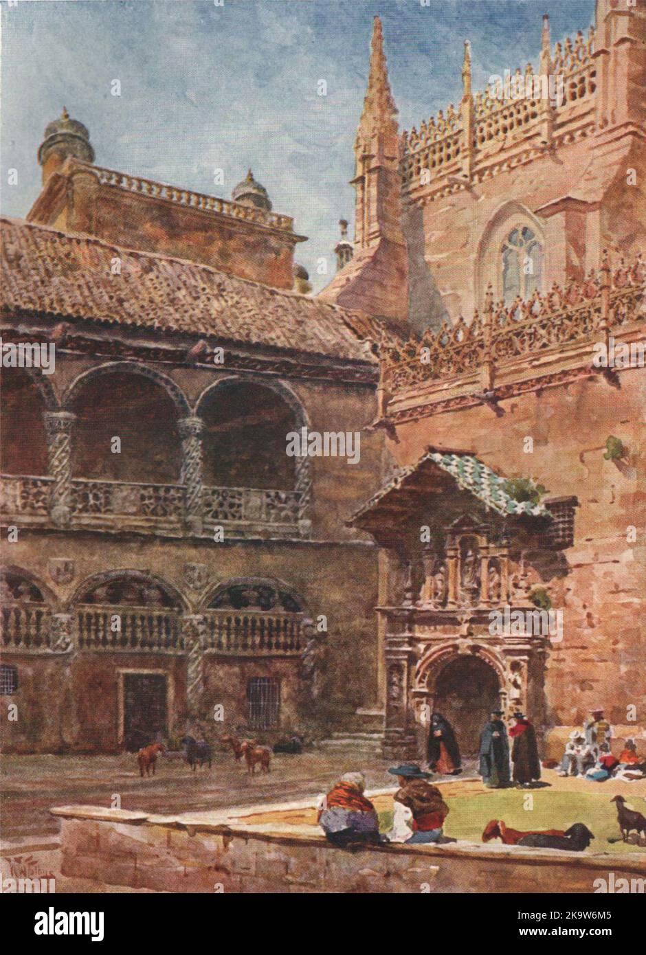 Extérieur de la cathédrale, Grenade, Espagne, par William Wiehe Collins 1909 imprimé Banque D'Images
