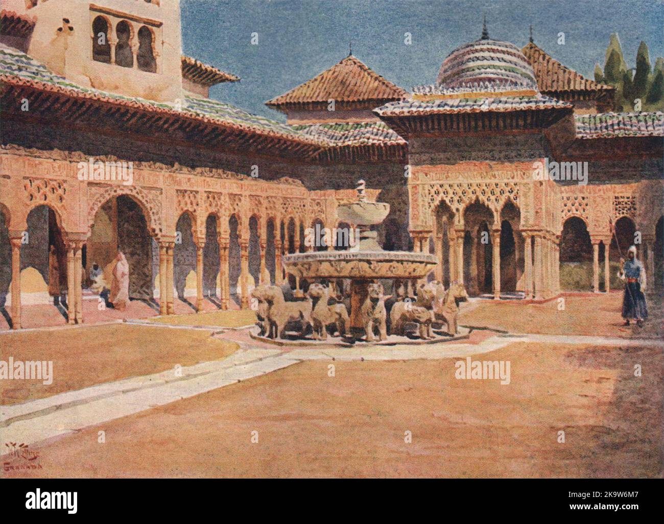 L'Alhambra, Cour des Lions, Grenade, Espagne, par William Wiehe Collins 1909 Banque D'Images