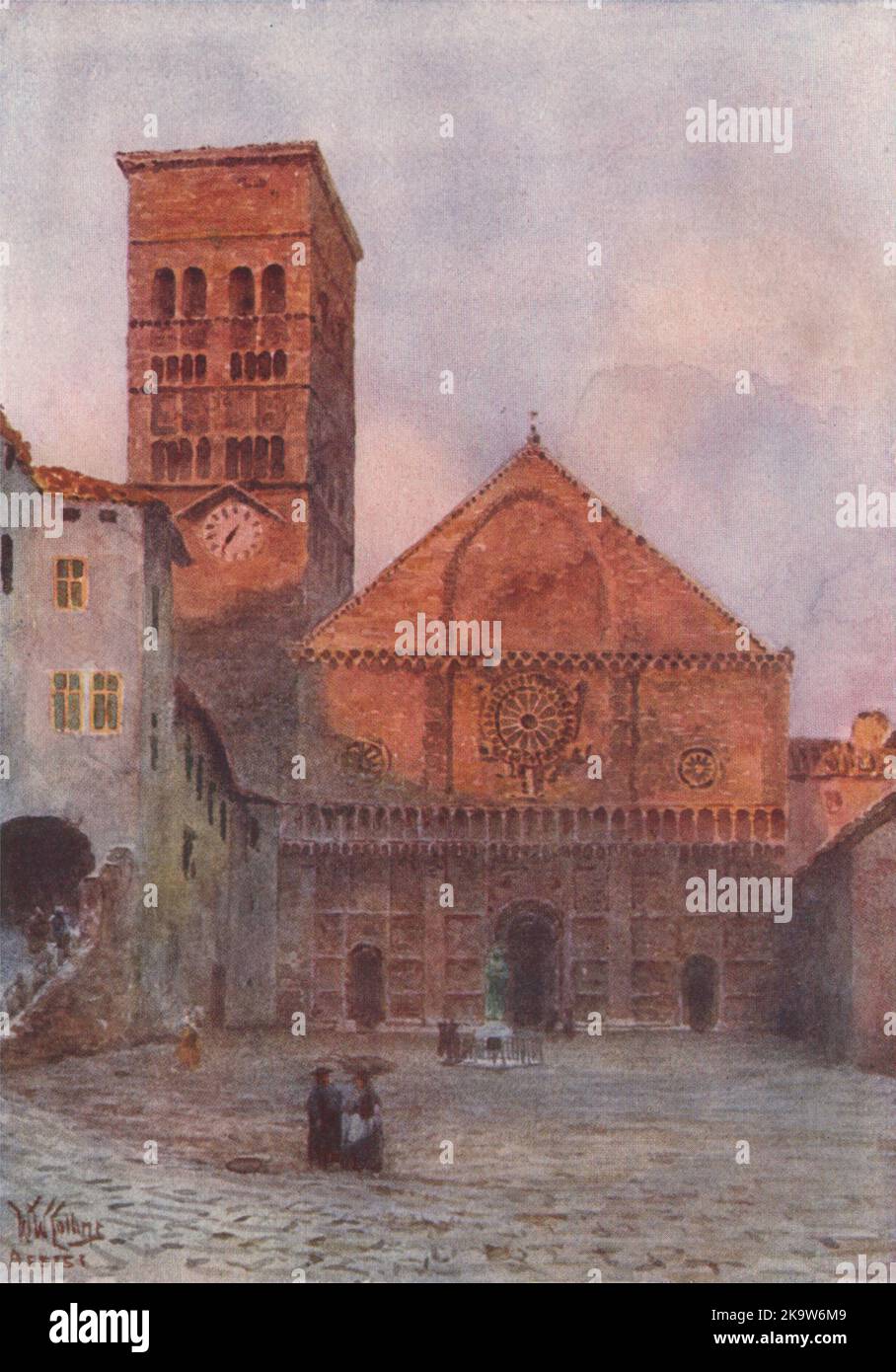 ASSISE.'La Cathédrale, Assise' par William Wiehe Collins.Vieux imprimé de l'Italie 1911 Banque D'Images