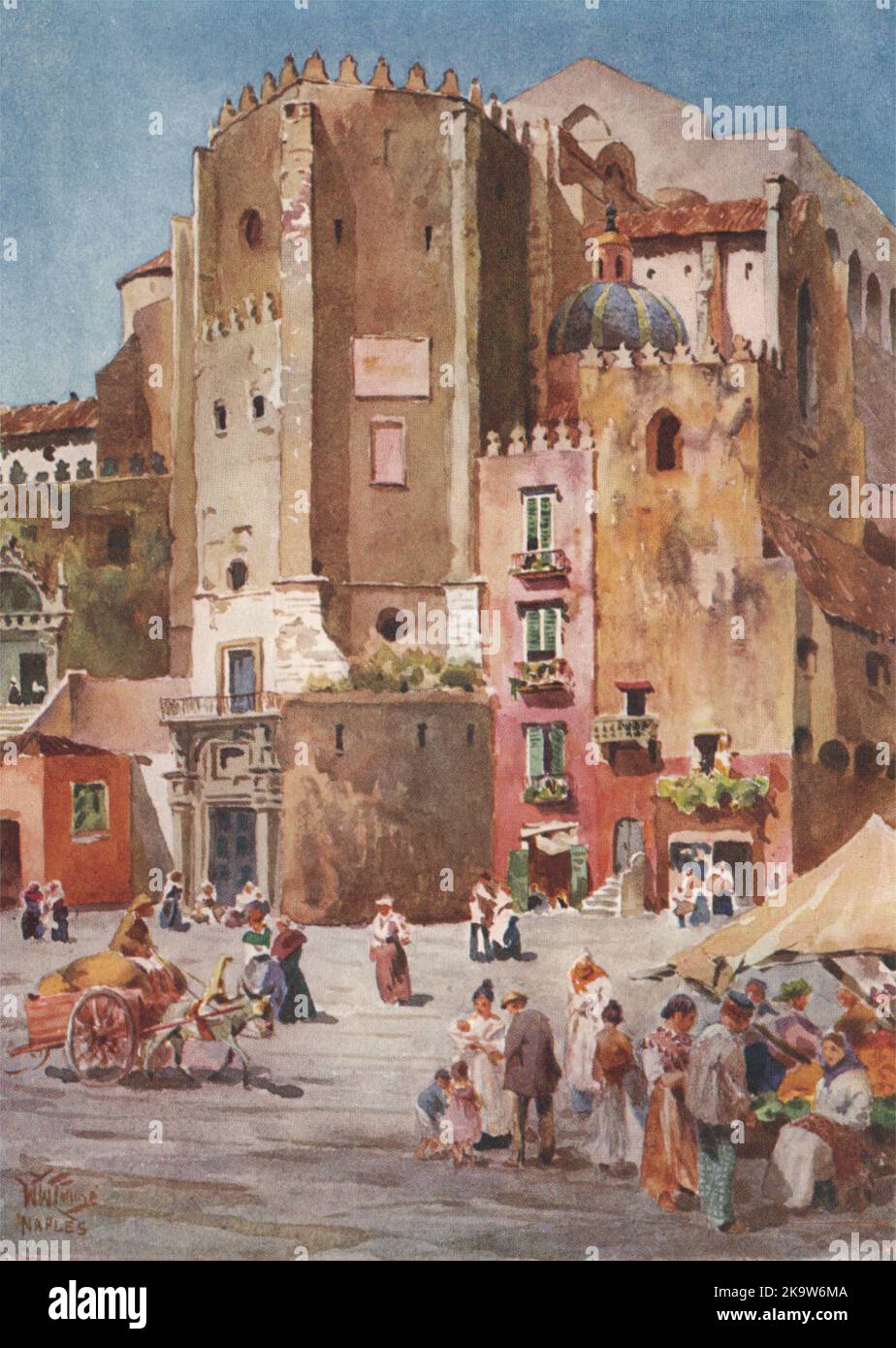 NAPLES.'San Domenico Maggiore, Naples' par William Wiehe Collins.Italie 1911 Banque D'Images