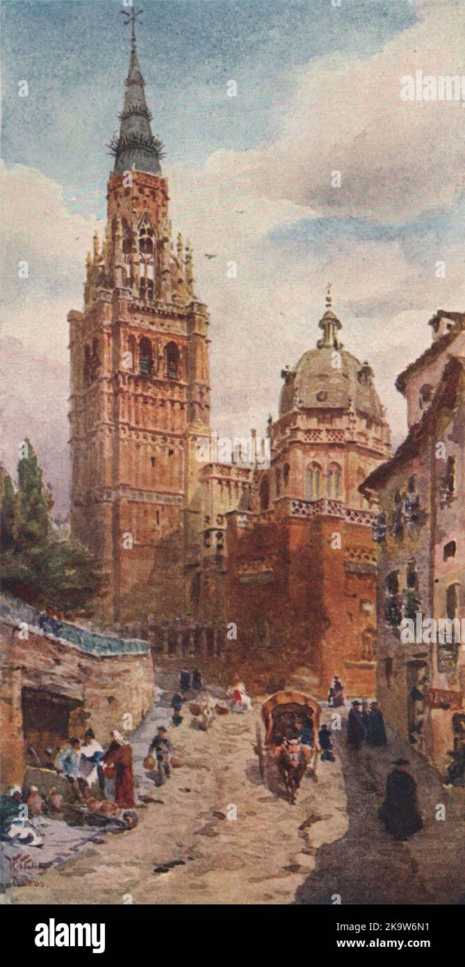 La cathédrale, Tolède, Espagne, par William Wiehe Collins 1909 vieux imprimé antique Banque D'Images