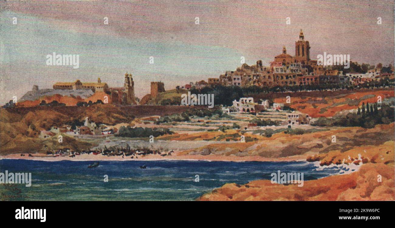 Tarragona, Espagne, par William Wiehe Collins 1909 photo ancienne imprimée Banque D'Images