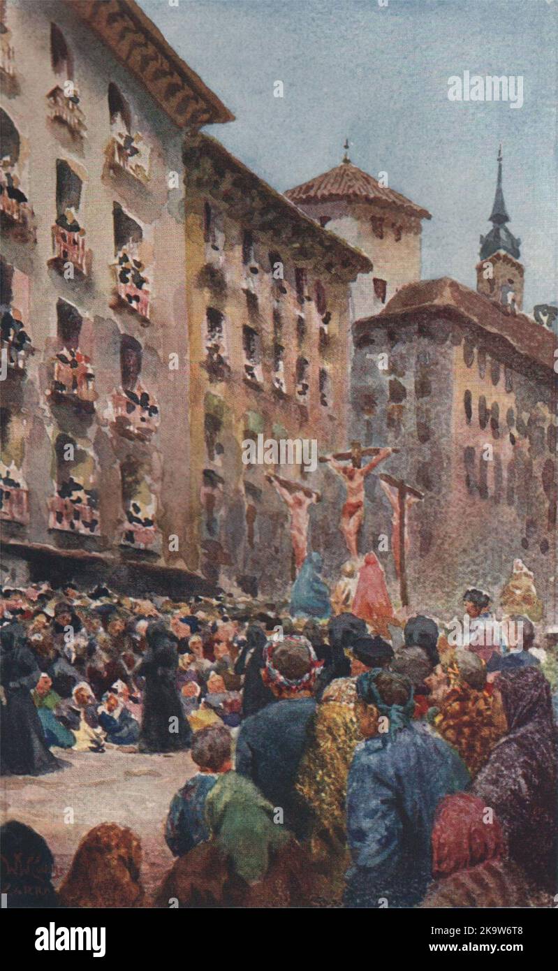 Procession de Pâques, Saragosse/Saragosse, Espagne, par William Wiehe Collins 1909 Banque D'Images