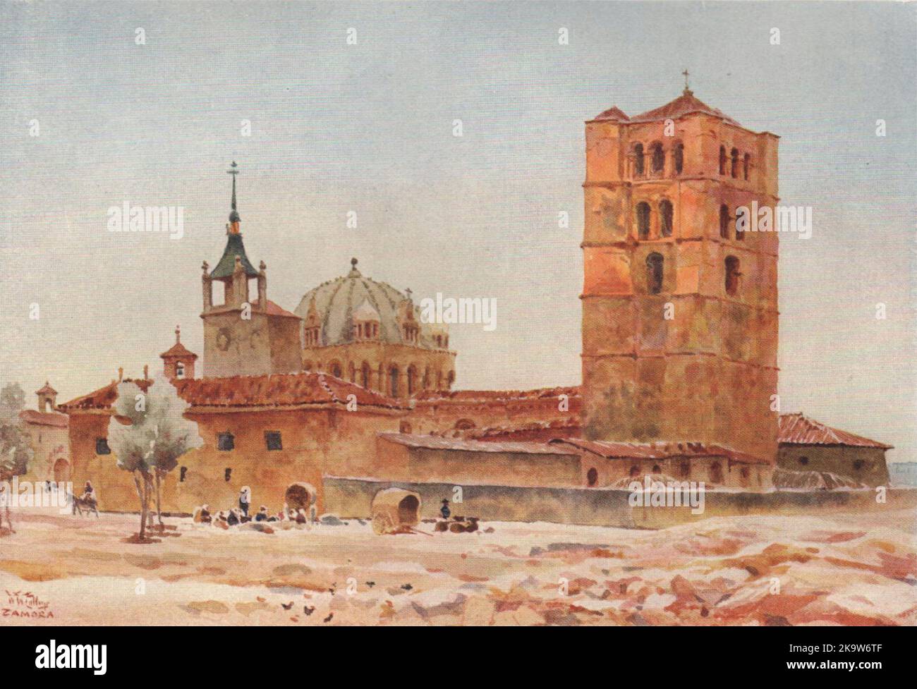 La cathédrale, Zamora, Espagne, par William Wiehe Collins 1909 vieux imprimé antique Banque D'Images
