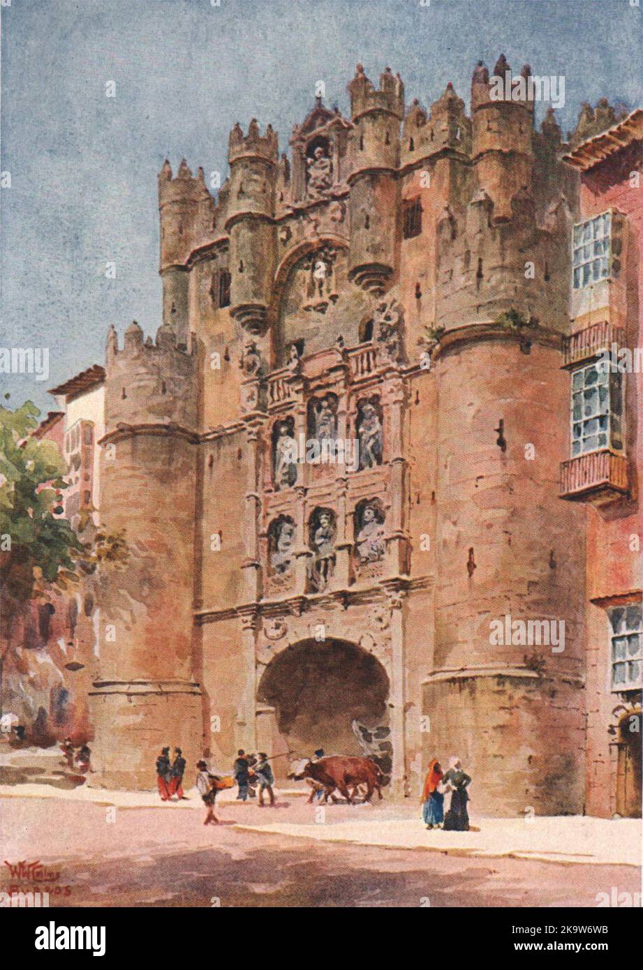Arche de Santa Maria, Burgos, Espagne, par William Wiehe Collins 1909 vieux imprimé Banque D'Images
