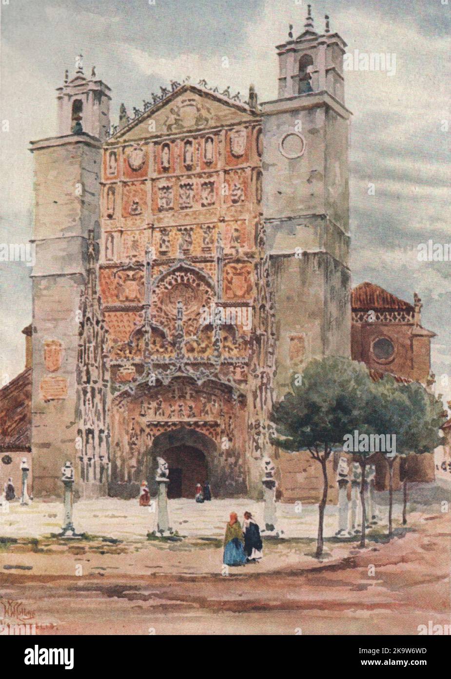 San Pablo, Valladolid, Espagne, par William Wiehe Collins 1909 vieux imprimé antique Banque D'Images