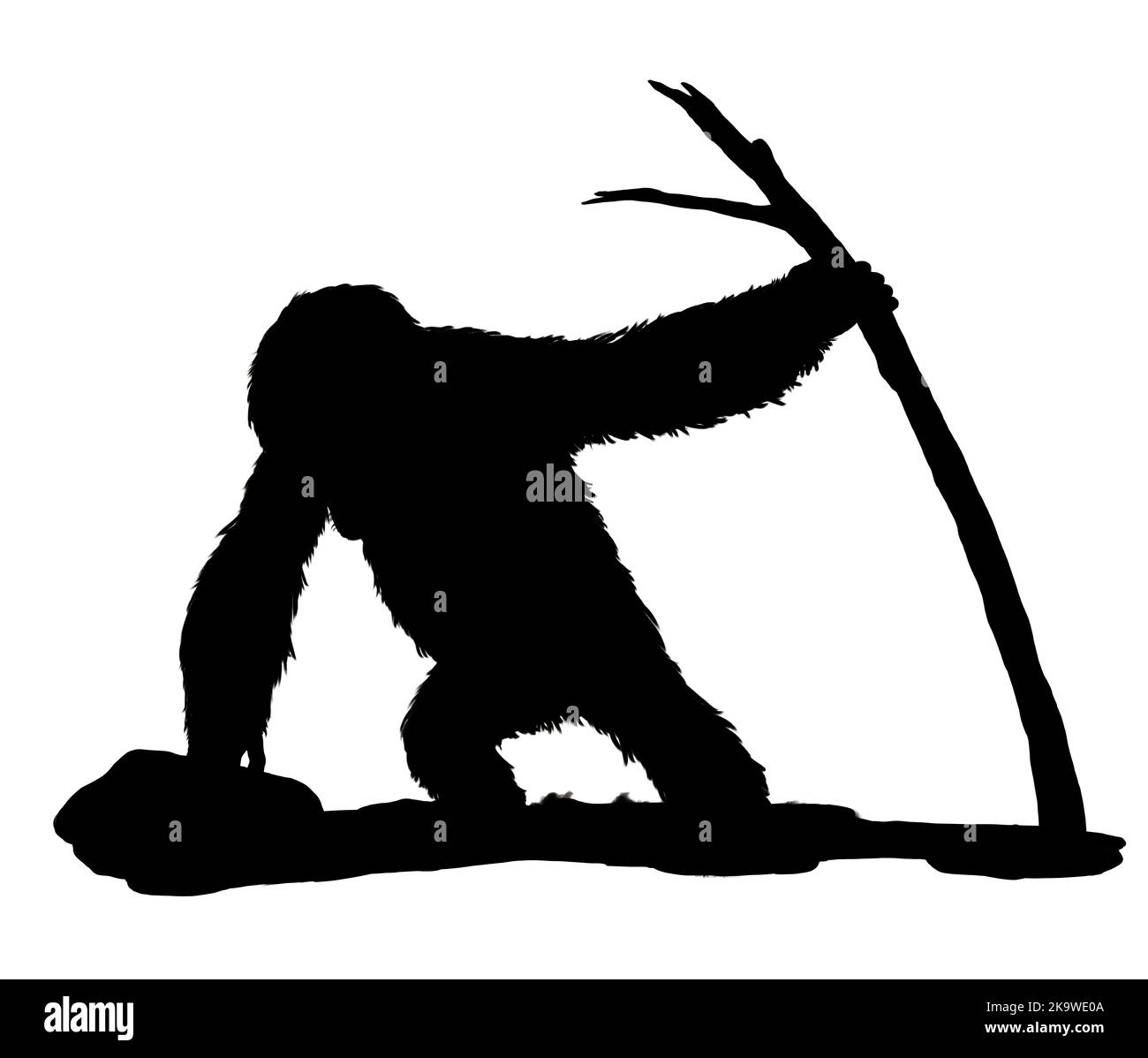 Primates préhistoriques gigantopithecus. Orangutan géant. Illustration des ancêtres des humains. Banque D'Images