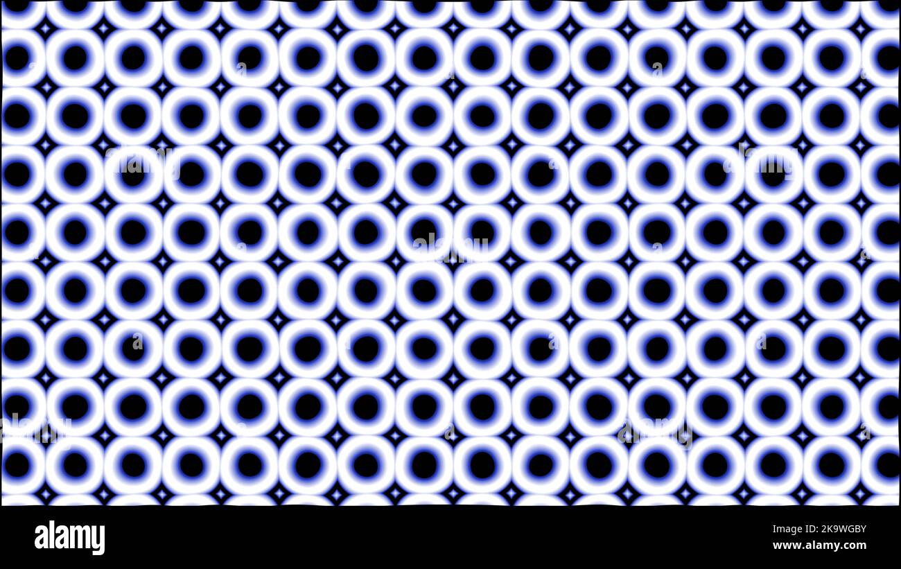 Cercles bleus encerclés avec un motif de bordures de cellule sur un arrière-plan abstrait créatif avec 3D illustrations de rendu pour le cercle, la géométrie et l'espace co Banque D'Images