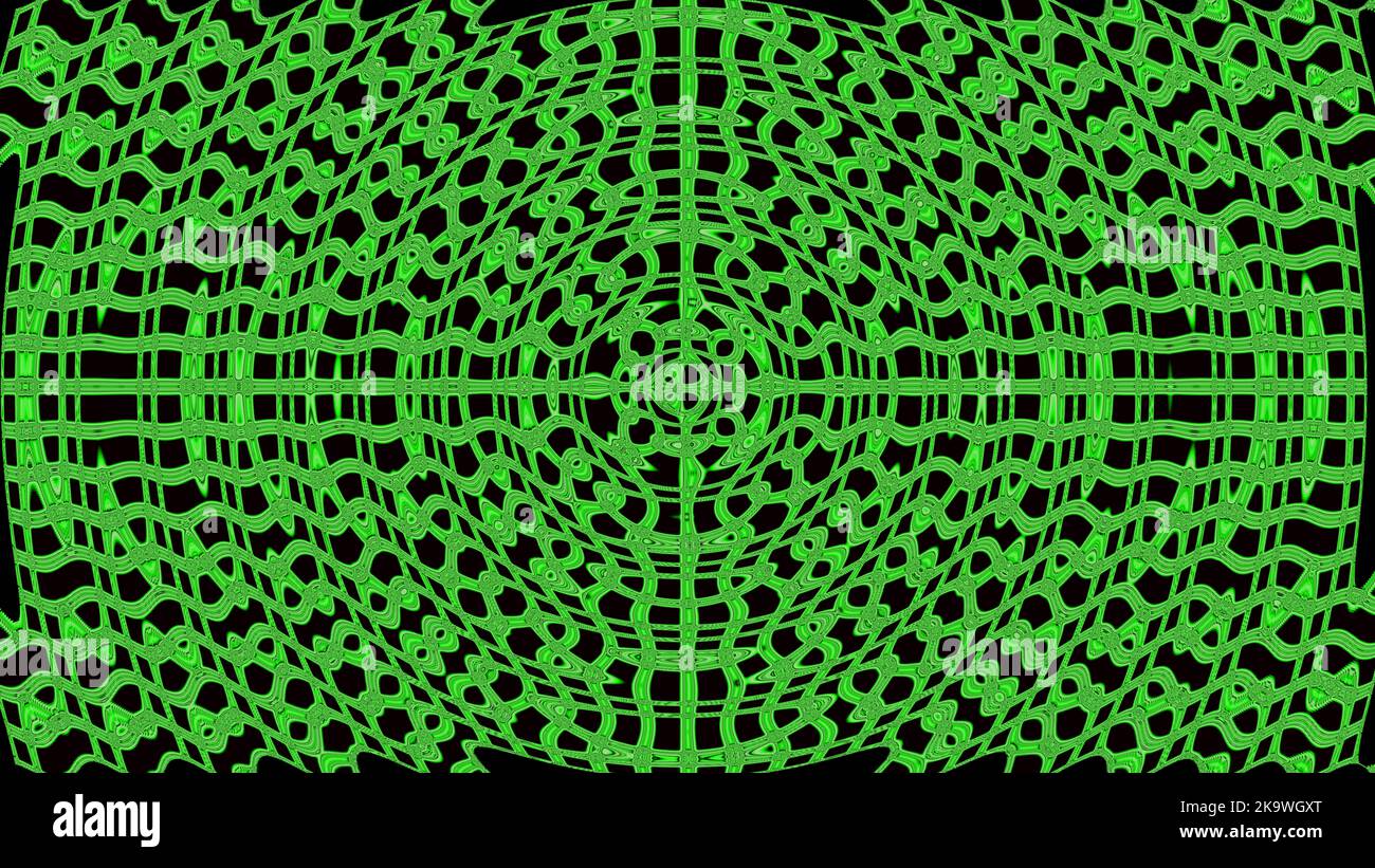 Connexion d'un grand nombre de lignes vertes avec un motif conçu au hasard sur un arrière-plan abstrait créatif avec 3D images de rendu pour le Web, l'ordinateur et Banque D'Images