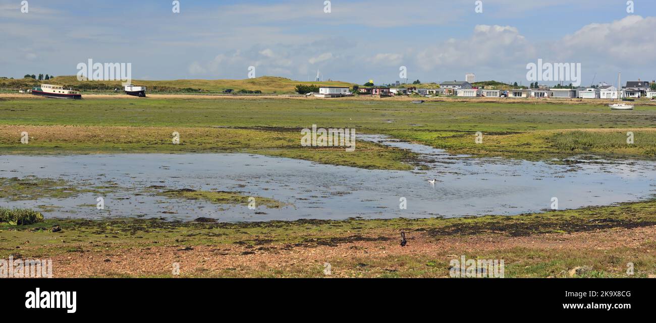 Le Kench sur l'île Hayling à marée basse. Banque D'Images