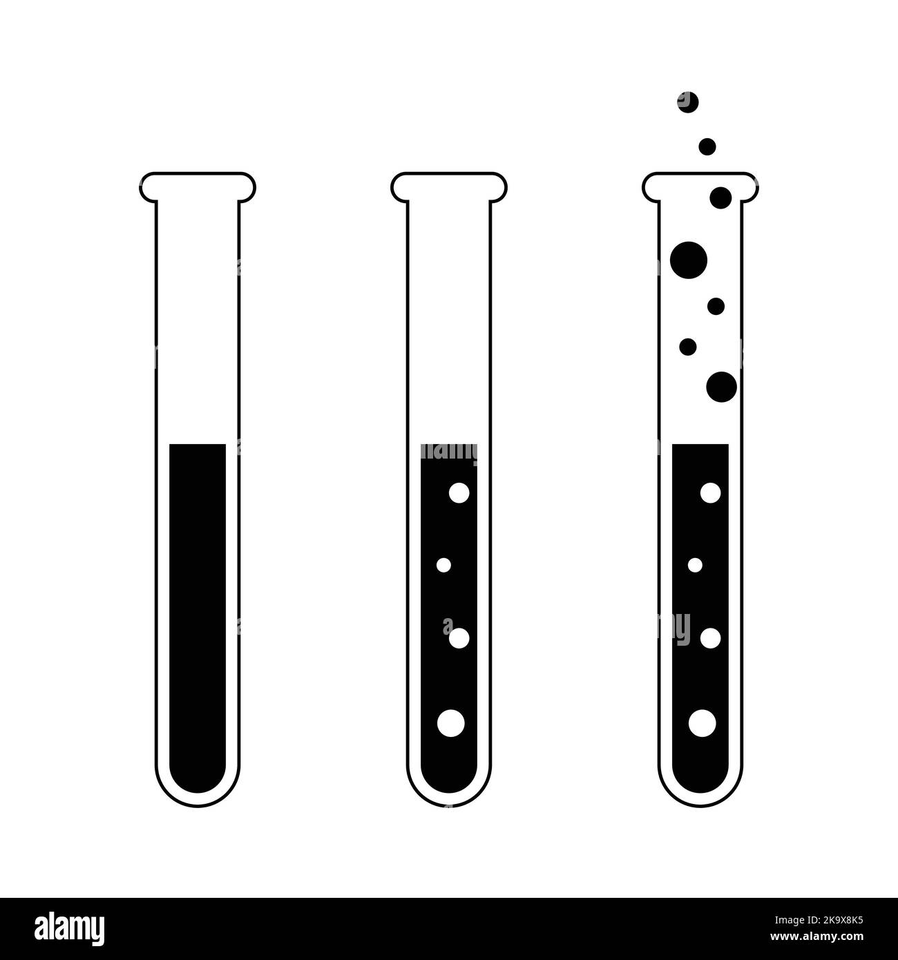 Ensemble de tubes à essai noir blanc design plat icône - illustration vectorielle Illustration de Vecteur