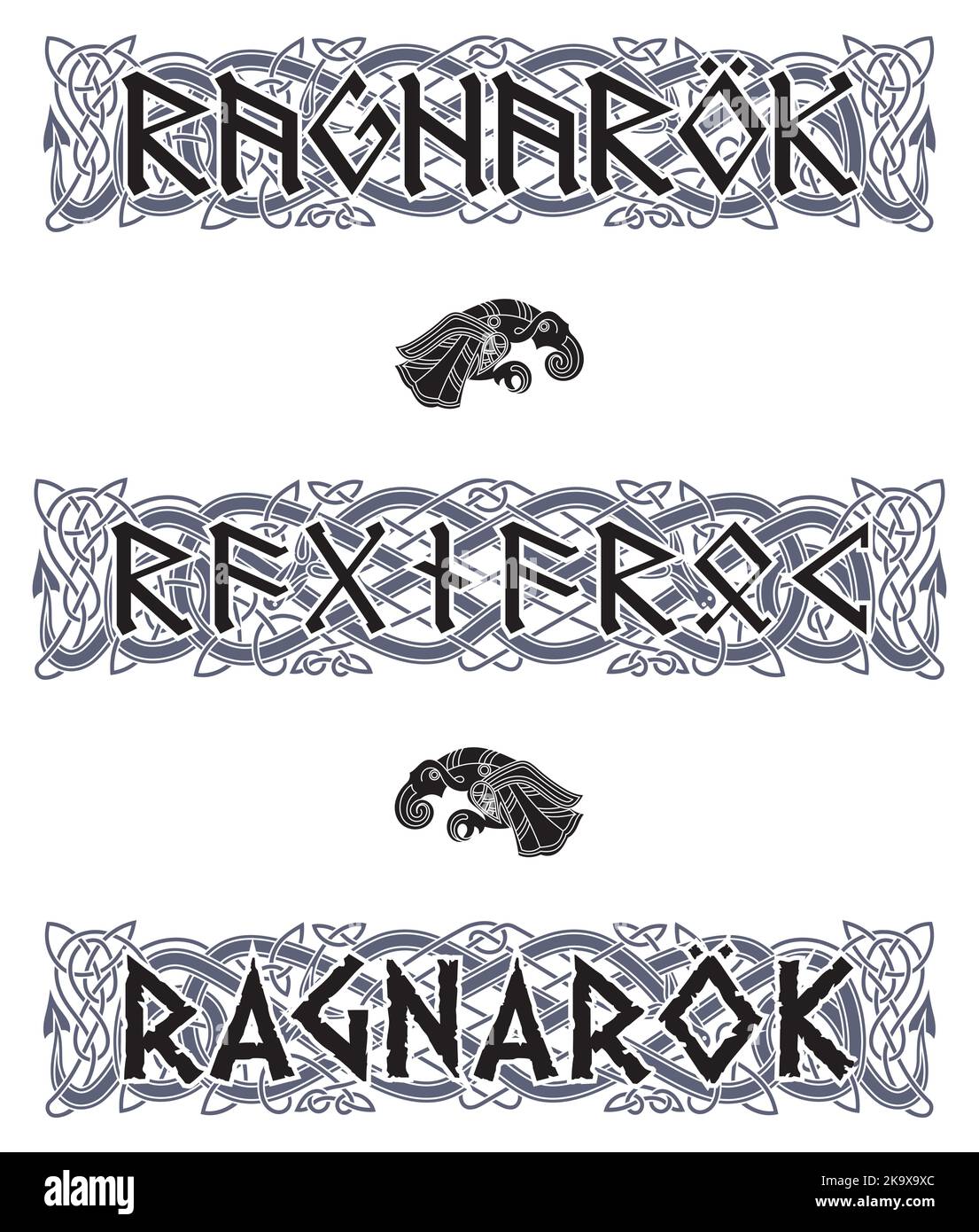 Motif scandinave et inscription runique. Ragnarok Illustration de Vecteur