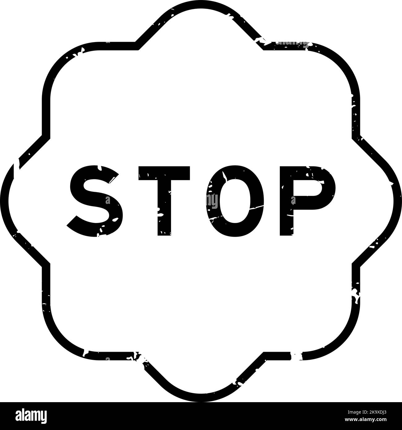 Grafez le mot d'arrêt noir joint en caoutchouc estampé sur fond blanc Illustration de Vecteur