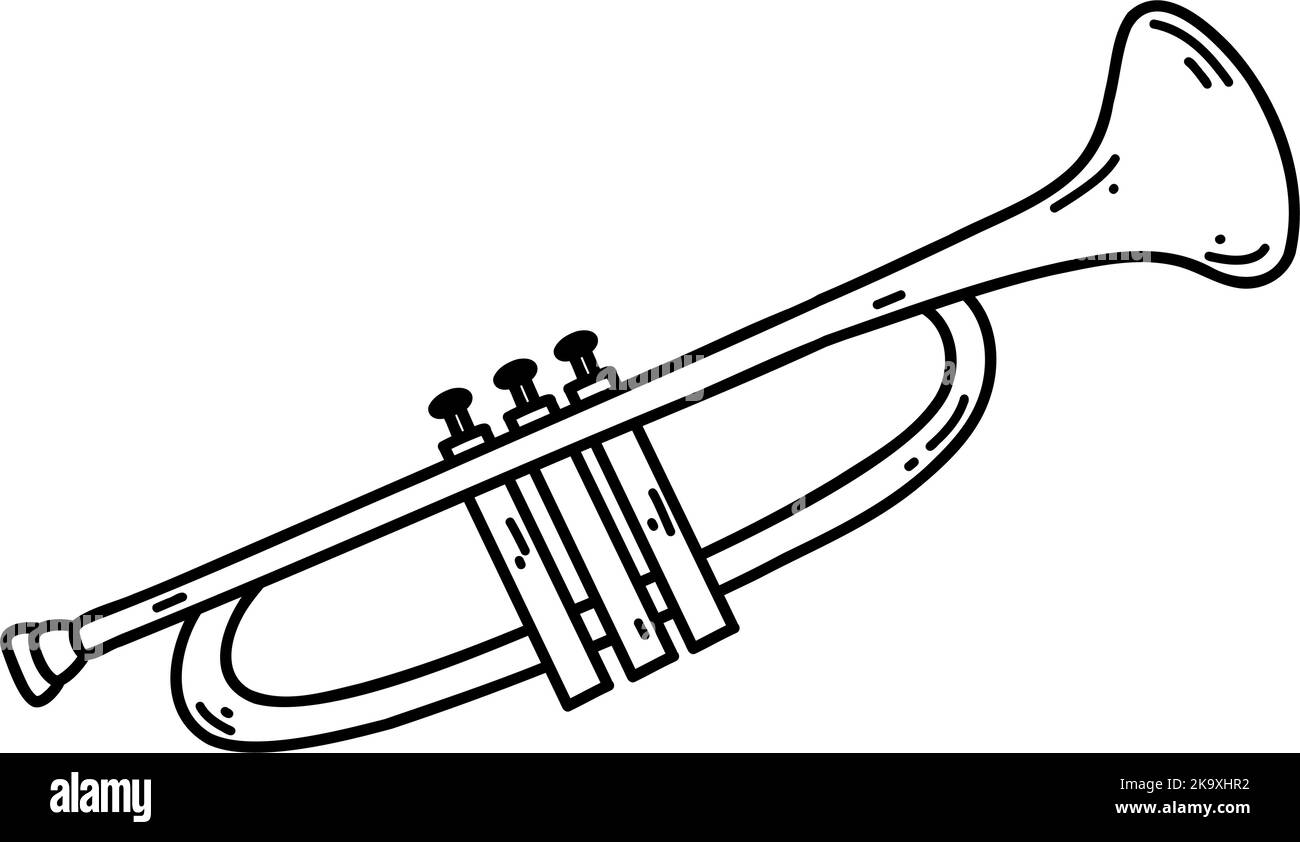 Trompette Doodle, tuyau. Dessin vectoriel illustration d'instrument de