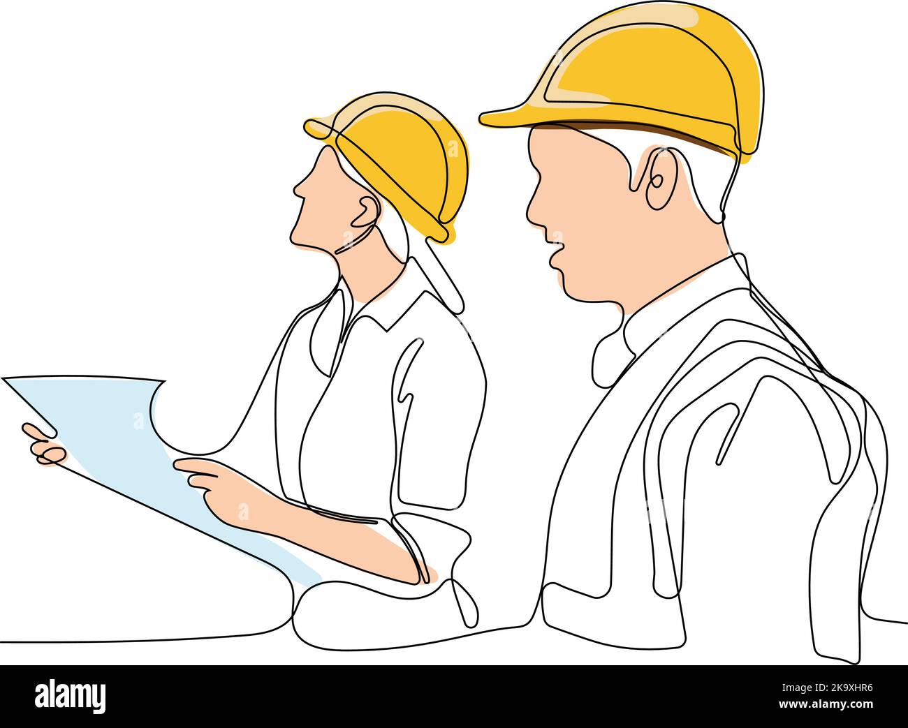 directeur de la construction et ingénieur travaillant sur le chantier. Illustration vectorielle Illustration de Vecteur