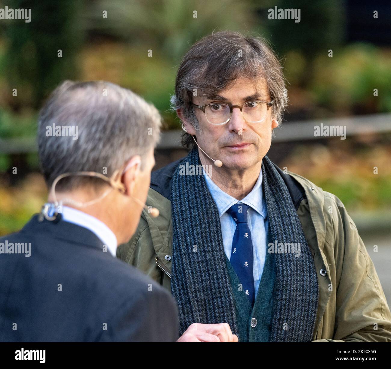 Robert Peston, rédacteur politique ITV News, Downing Street, Londres Banque D'Images