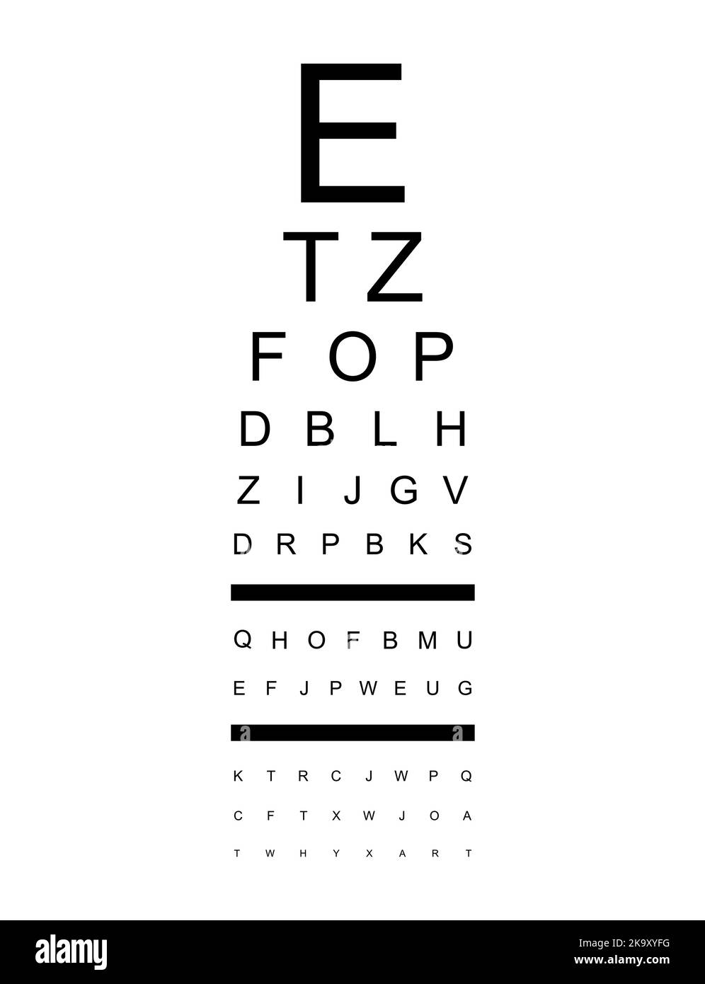 Icône de mesure visuelle de test, symbole de lettre de graphique optique, illustration du vecteur de focus optométriste . Illustration de Vecteur